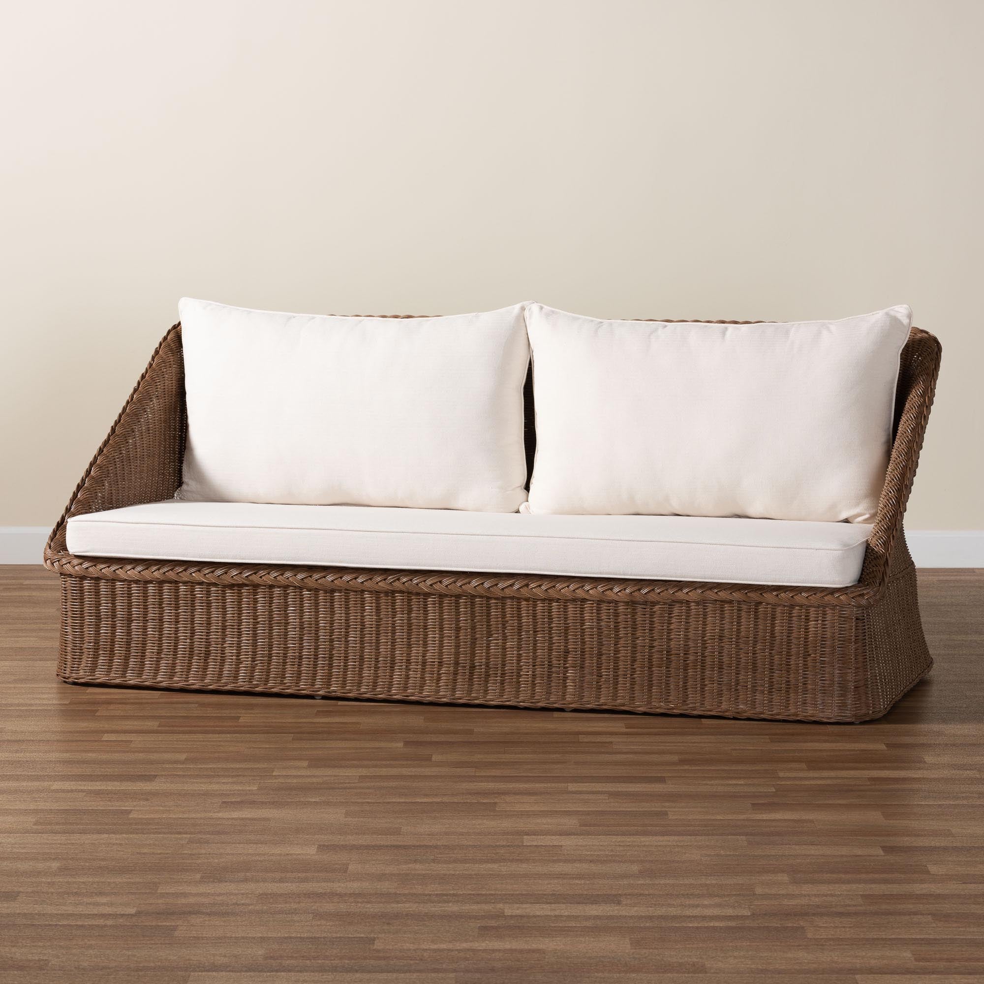 Bali & Pari Derris Bohemian Peanut Braided Rattan Sofa