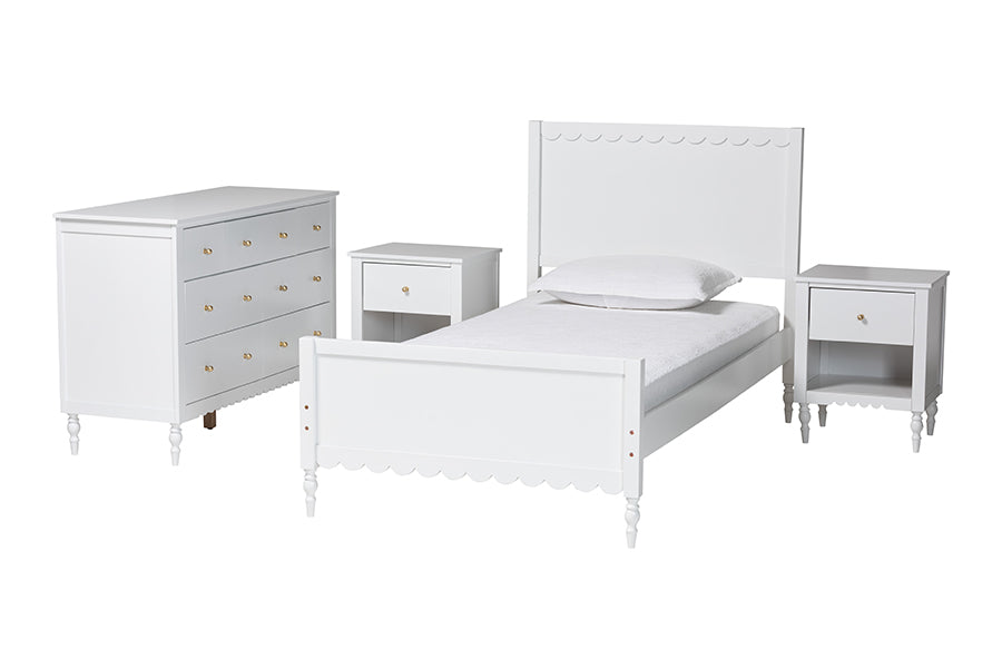 Roni Modern Scalloped Wood 4-Piece Bedroom Set