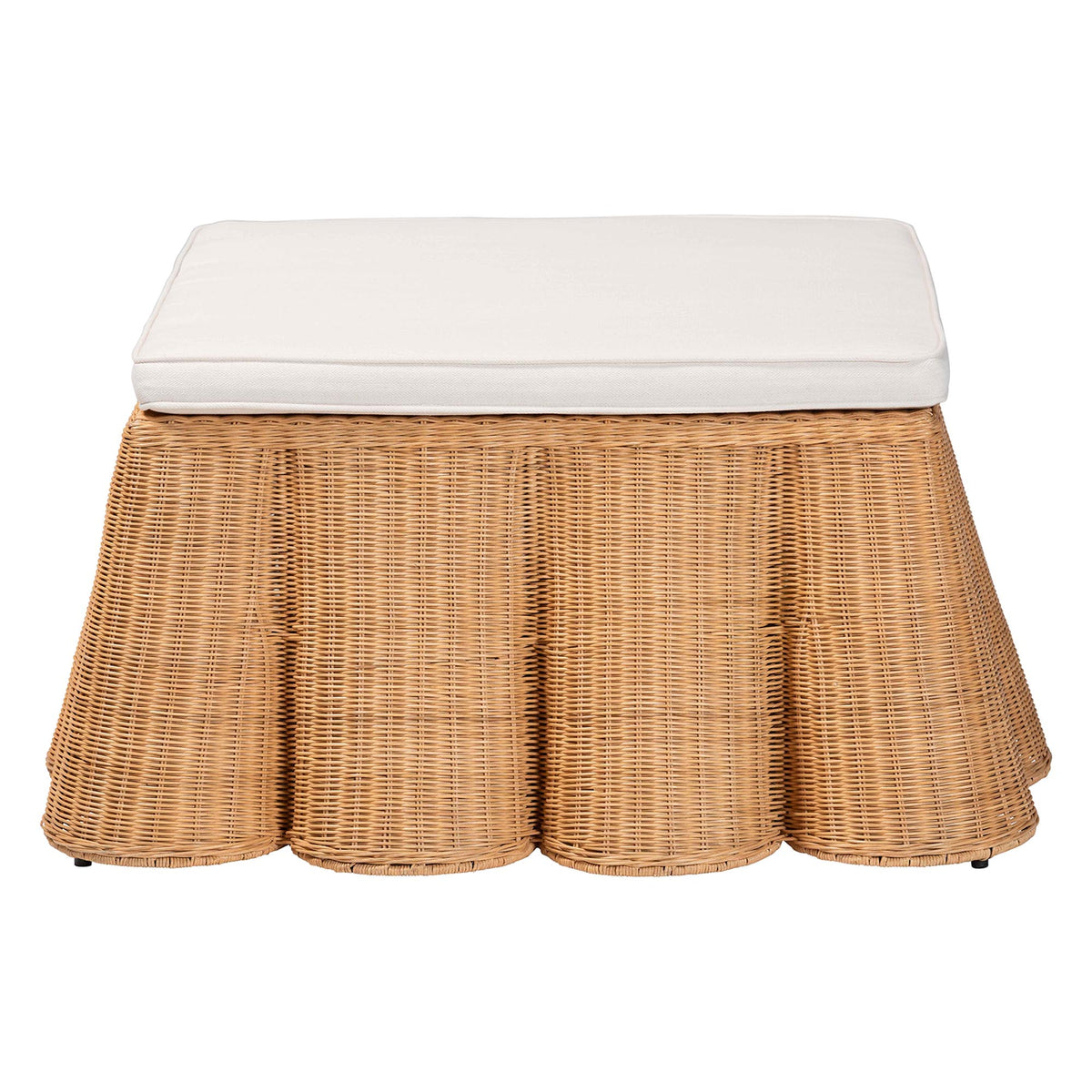 Bali & Pari Palm Scallop Rattan Ottoman