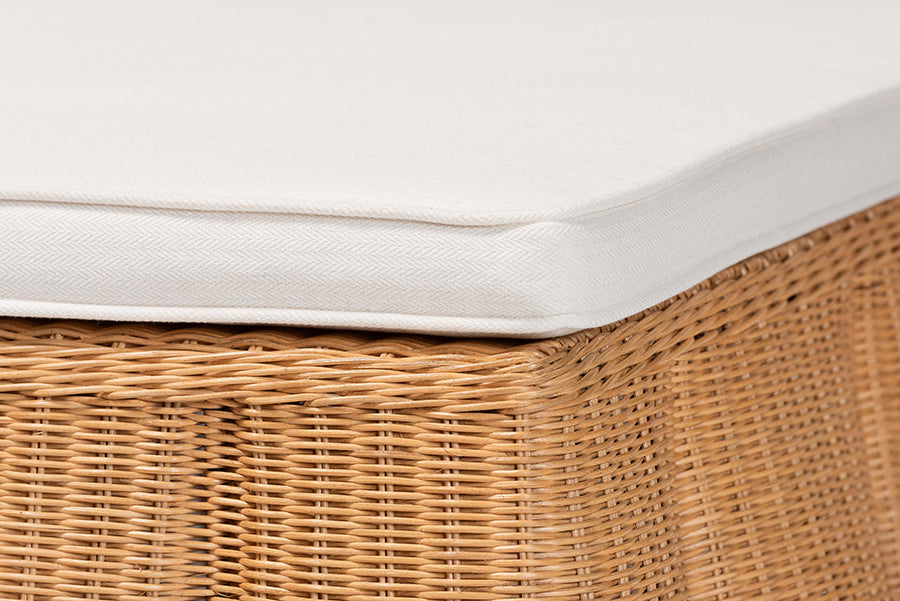 Bali & Pari Palm Scallop Rattan Ottoman