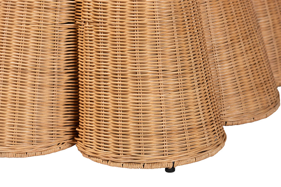 Bali & Pari Palm Scallop Rattan Ottoman