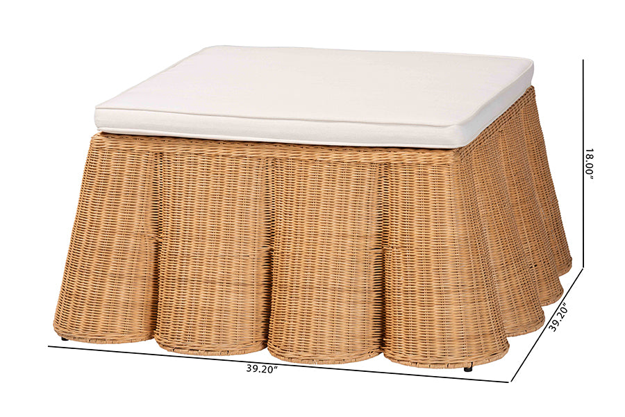 Bali & Pari Palm Scallop Rattan Ottoman