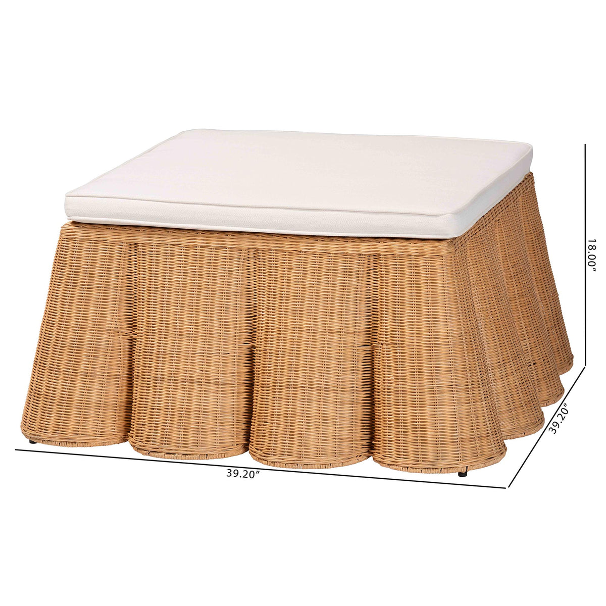 Bali & Pari Palm Scallop Rattan Ottoman