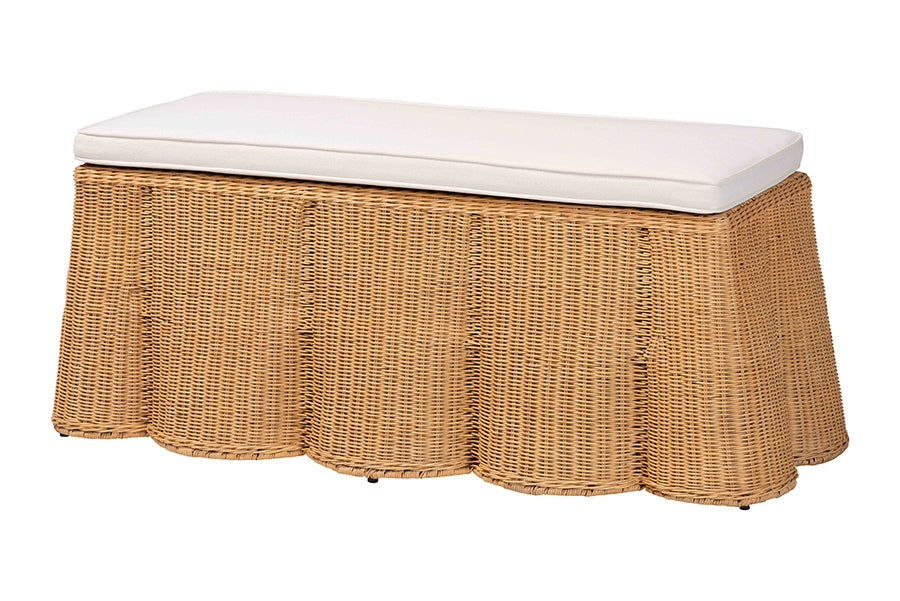 Bali & Pari Palm Scallop Rattan Ottoman