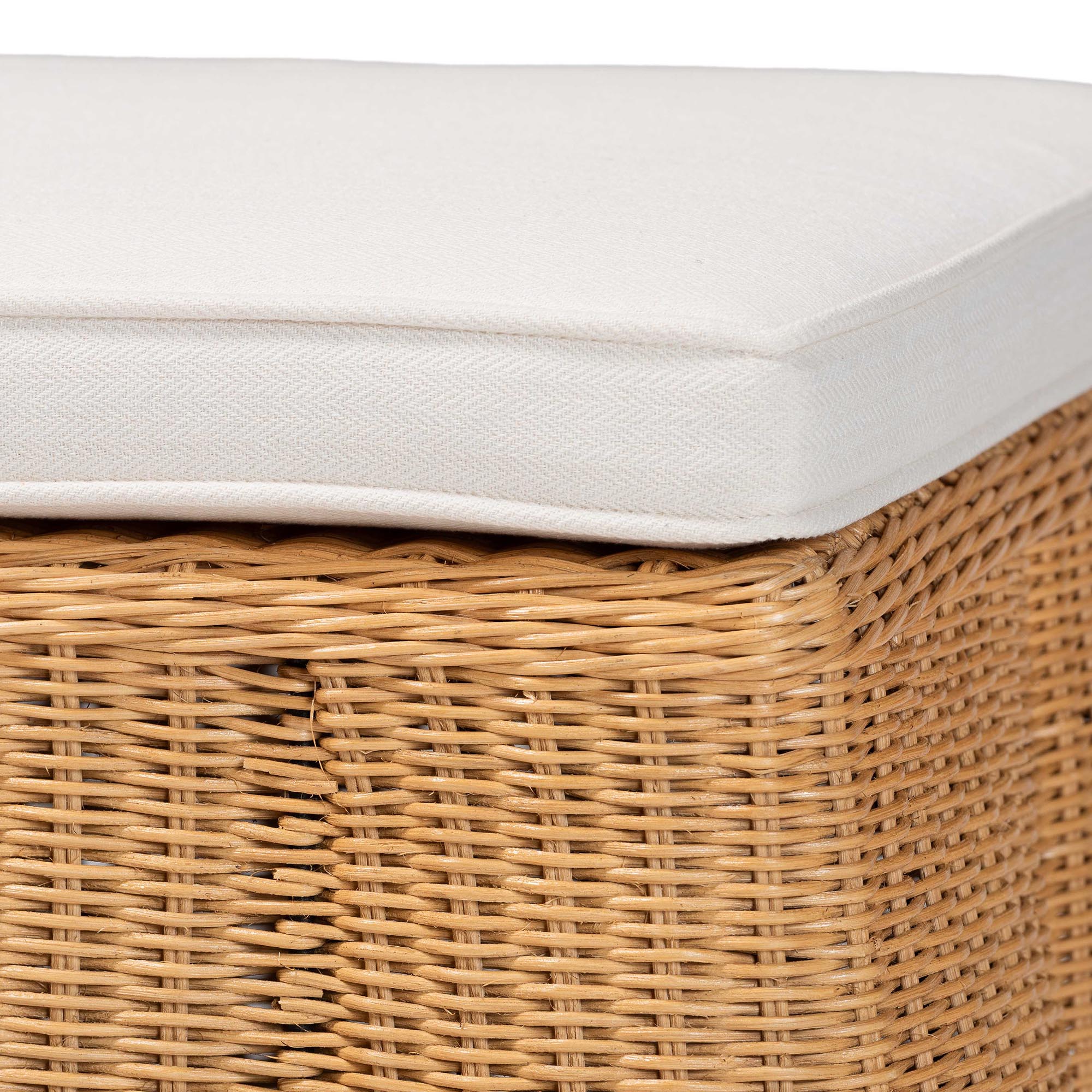Bali & Pari Palm Scallop Rattan Ottoman