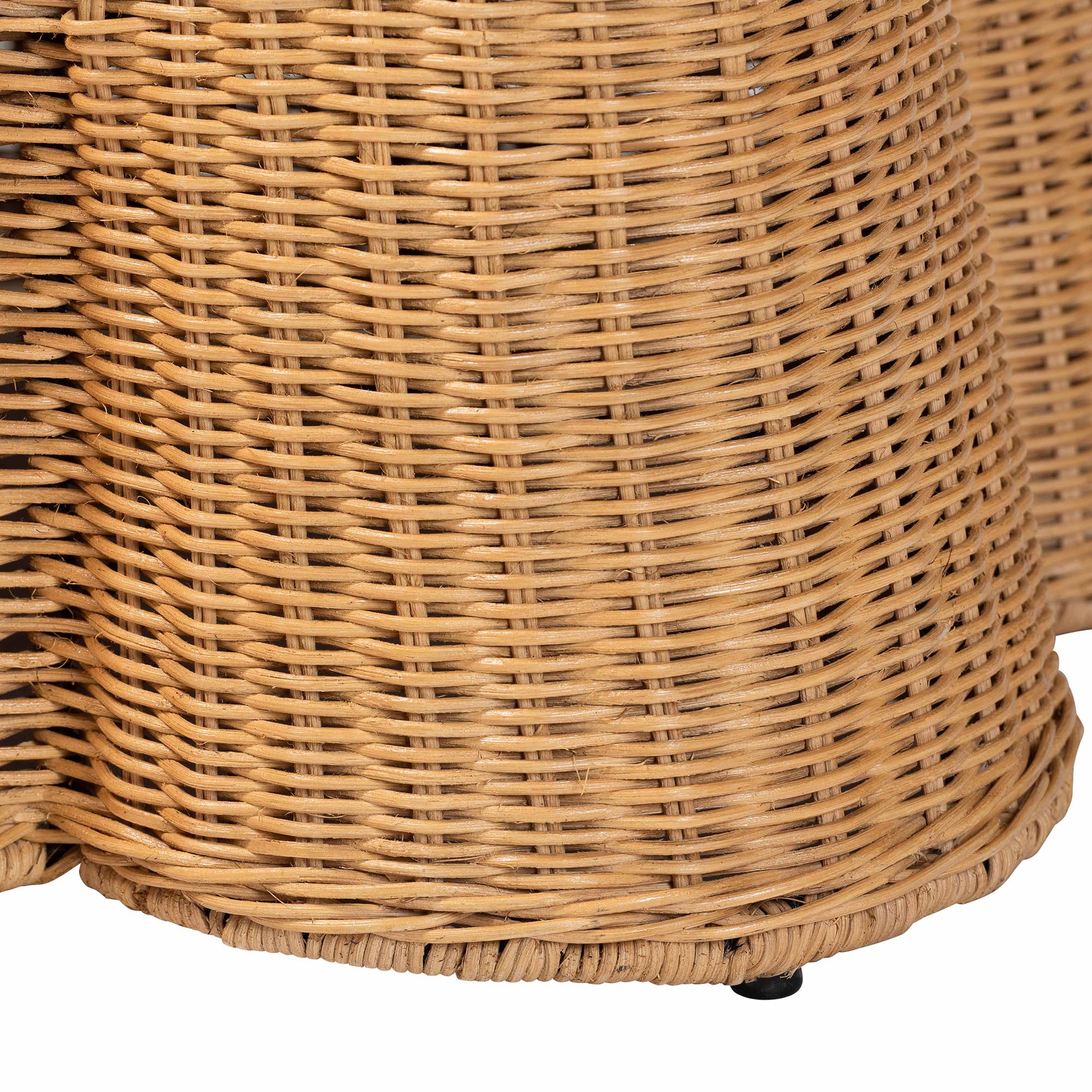 Bali & Pari Palm Scallop Rattan Ottoman