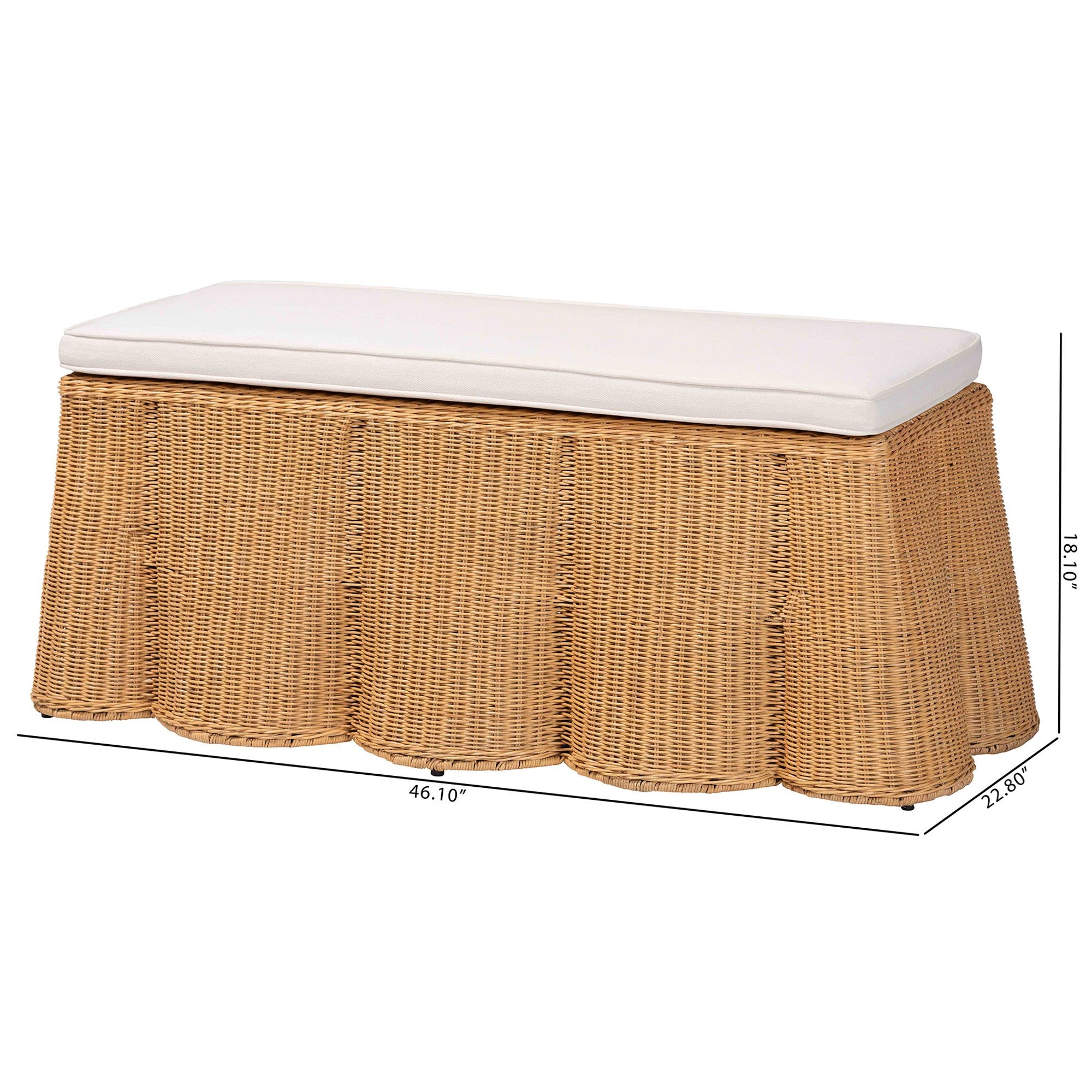 Bali & Pari Palm Scallop Rattan Ottoman