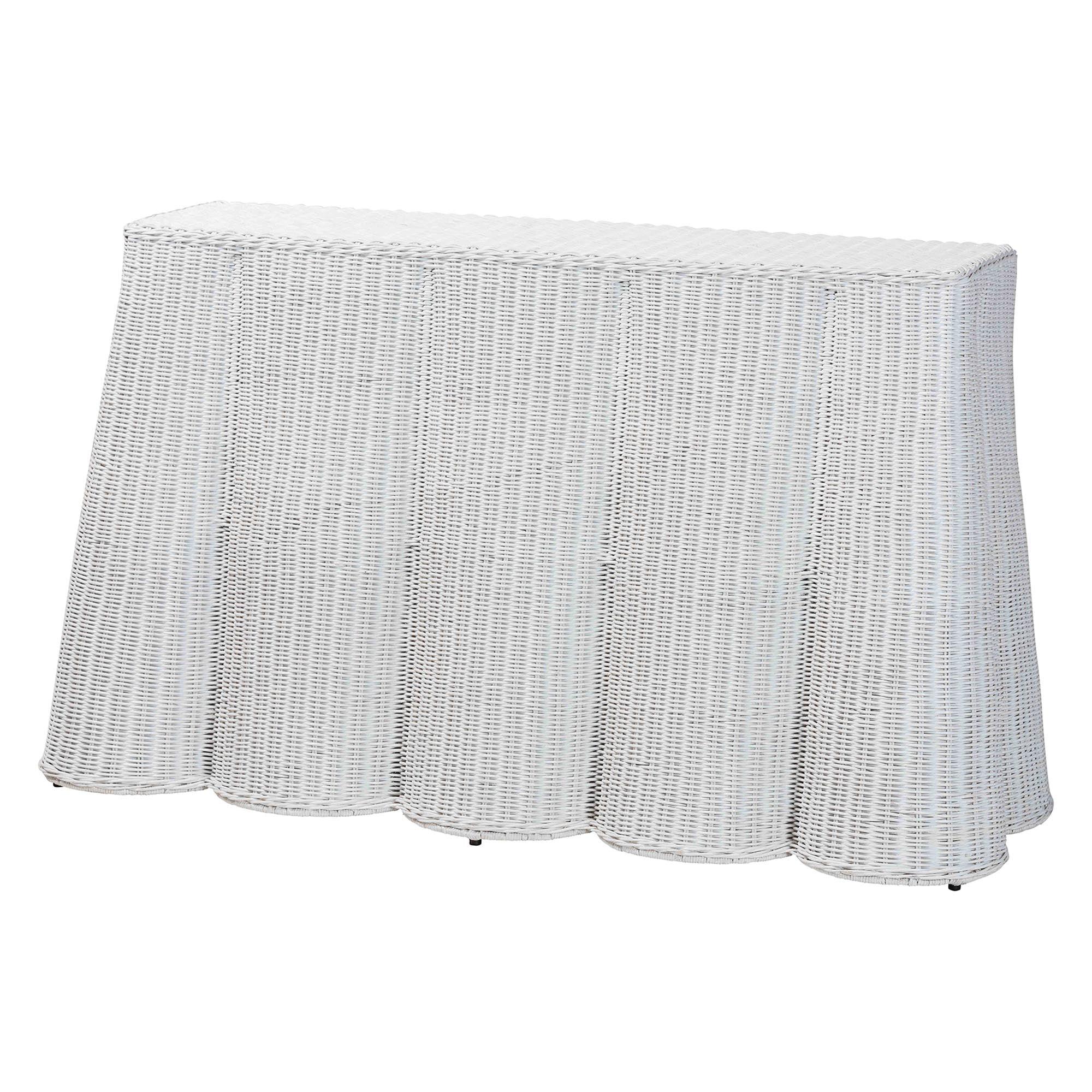 Bali & Pari Palm Bohemian Scallop Rattan Console Table