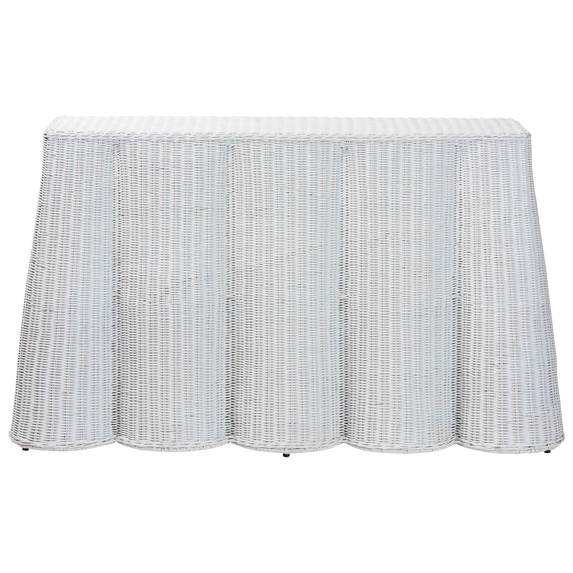 Bali & Pari Palm Bohemian Scallop Rattan Console Table