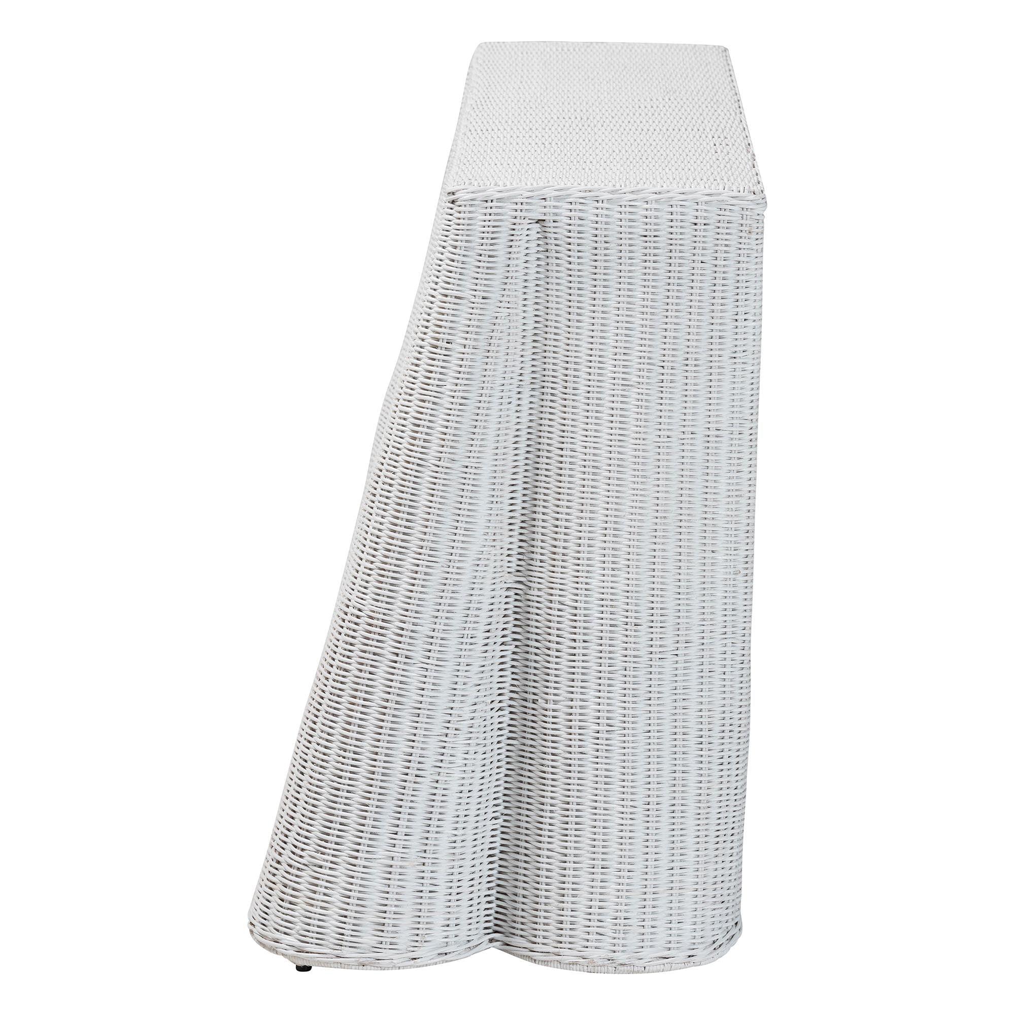Bali & Pari Palm Bohemian Scallop Rattan Console Table