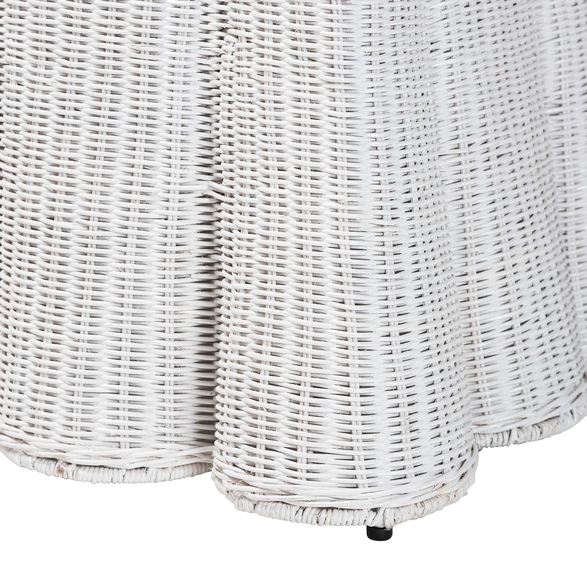Bali & Pari Palm Bohemian Scallop Rattan Ottoman