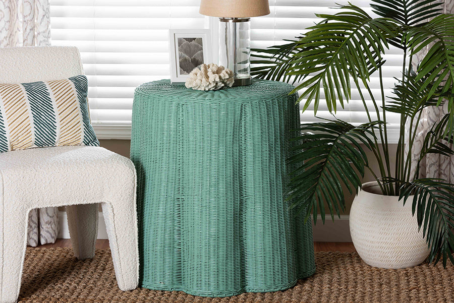 Bali & Pari Palm Scallop Rattan Console Table