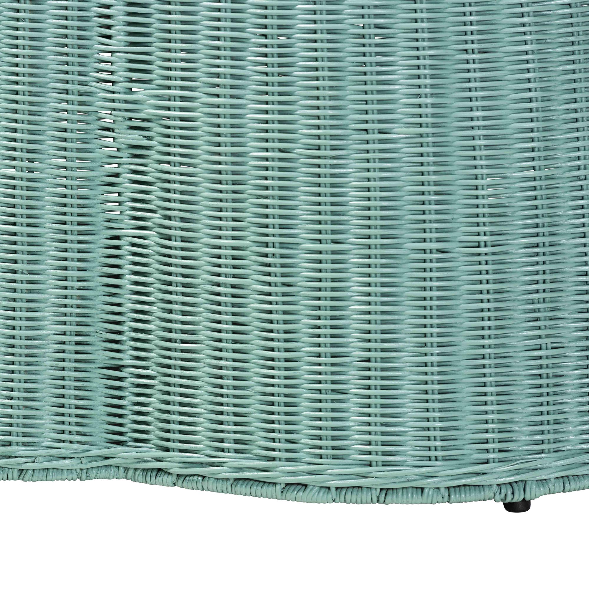 Bali & Pari Palm Bohemian Seafoam Scalloped Rattan Coffee Table
