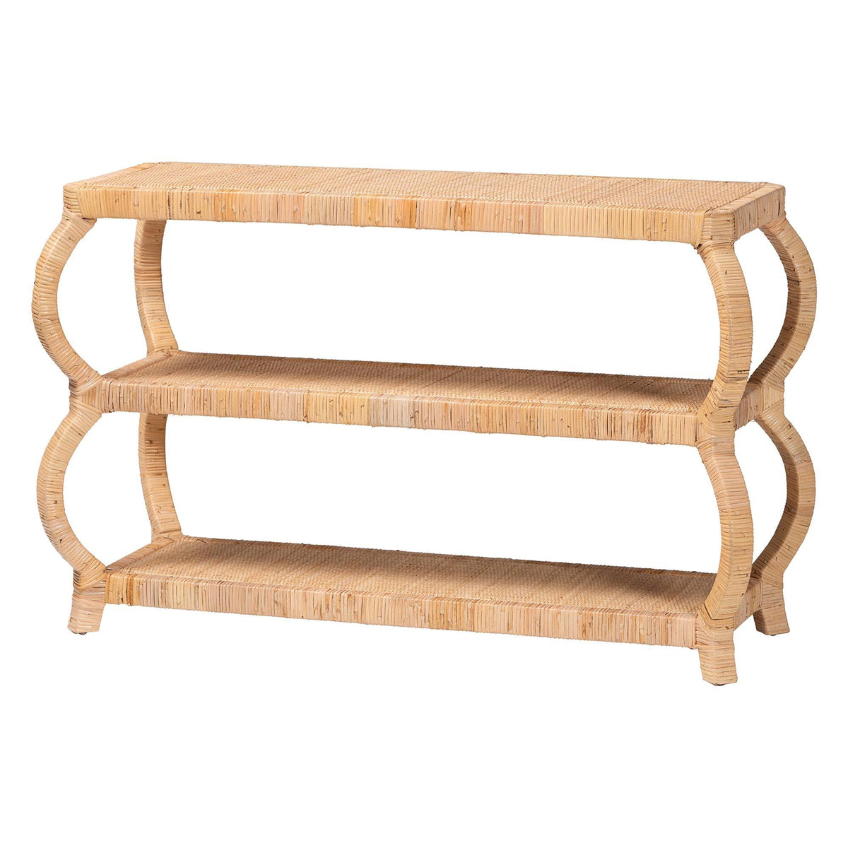 Bali & Pari Dalida Bohemian Rattan 3-Tier Console Table
