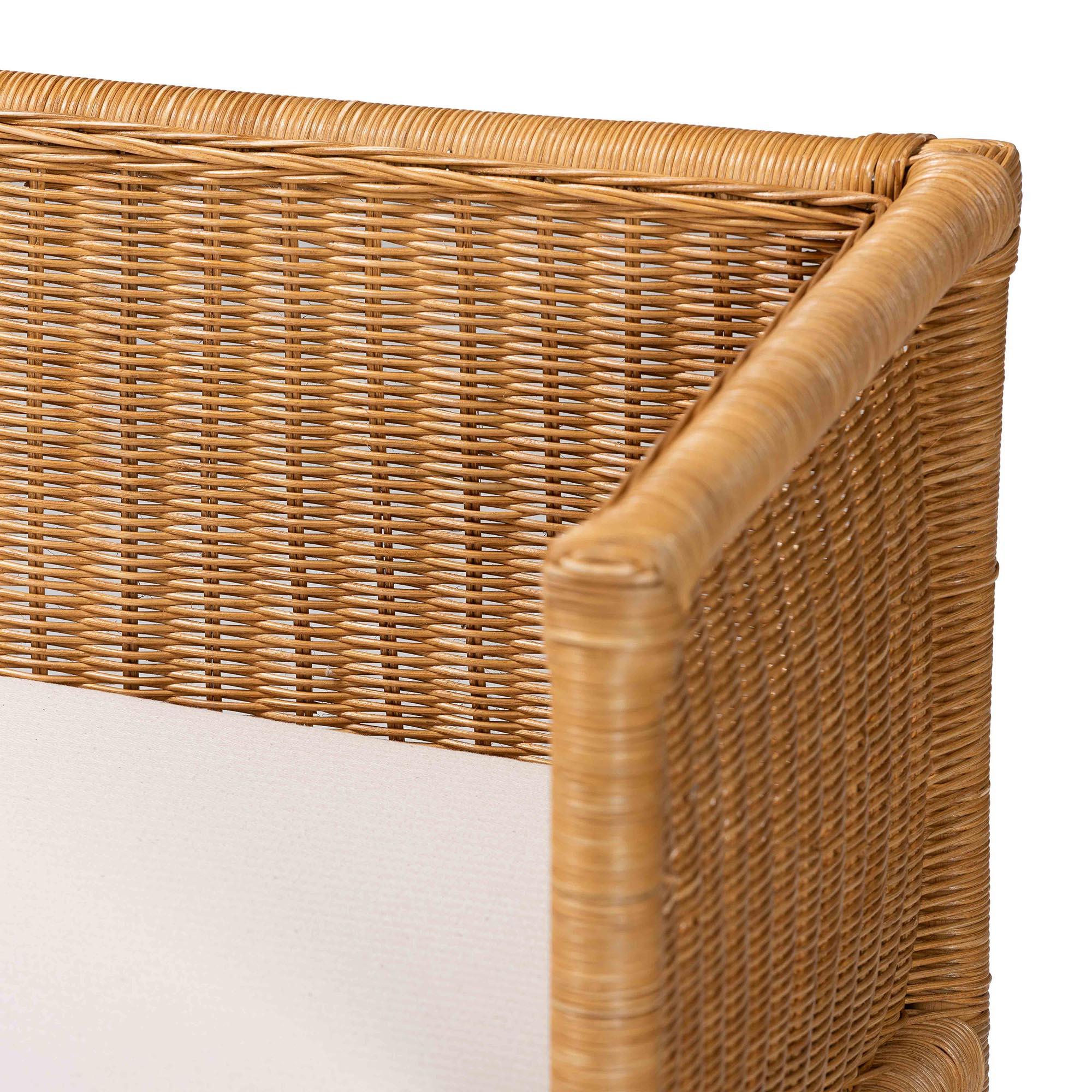 Bali & Pari Seranay Bohemian Scallop Light Honey Rattan Accent Bench