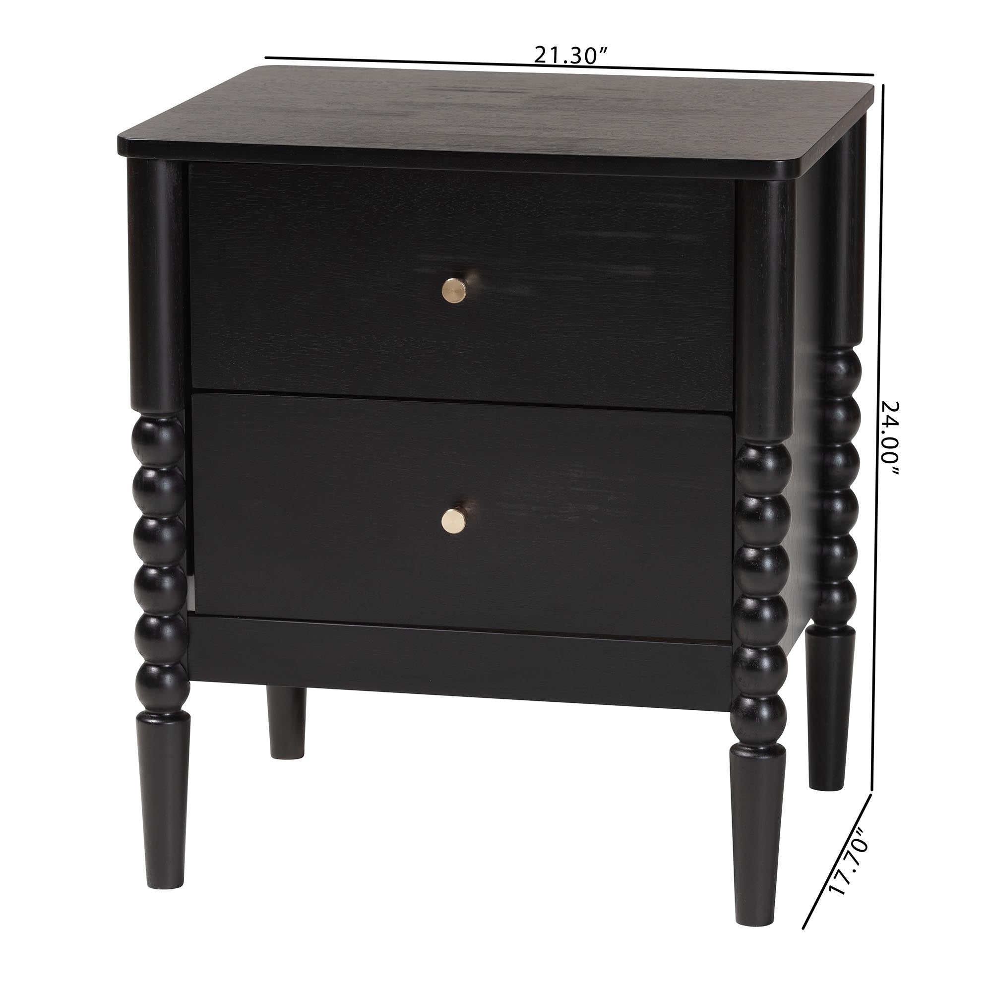 Lucera Mid-Century 2-Drawer Bobbin Nightstand