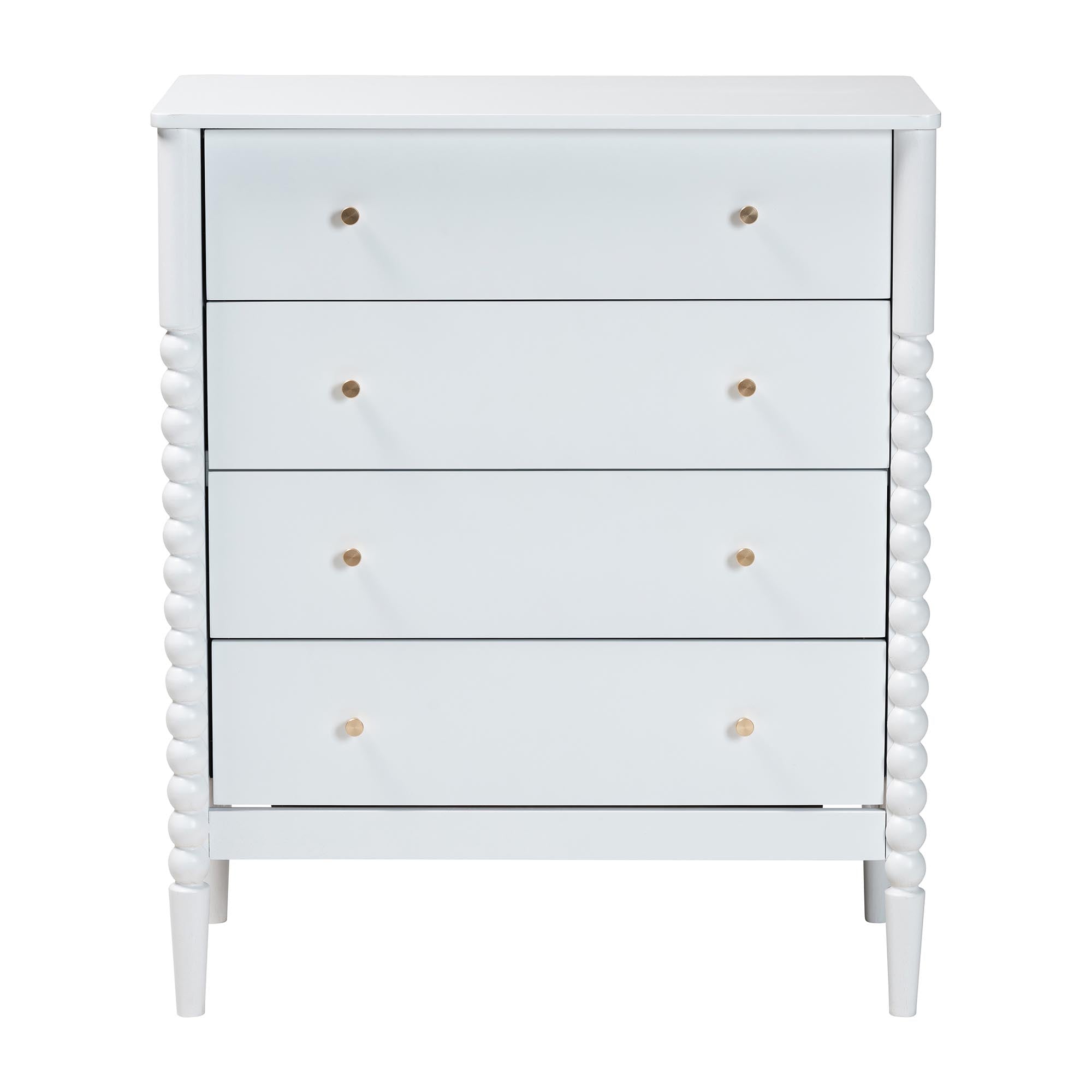 Lucera Mid-Century Bobbin Wood 4-Drawer Chest