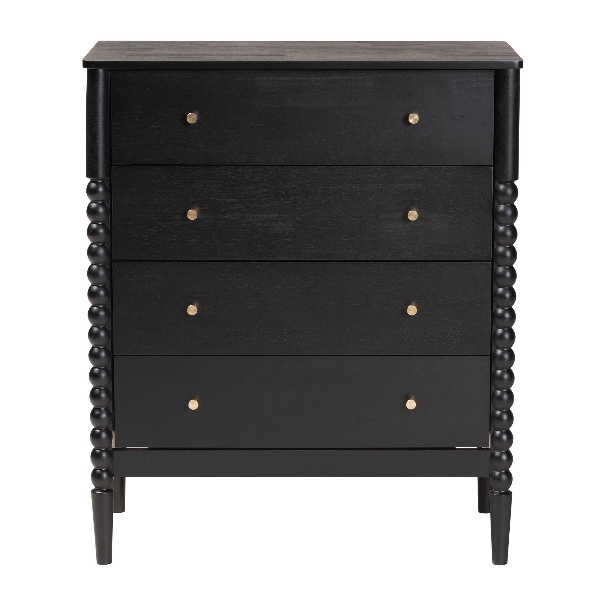 Lucera Mid-Century Bobbin Wood 4-Drawer Chest