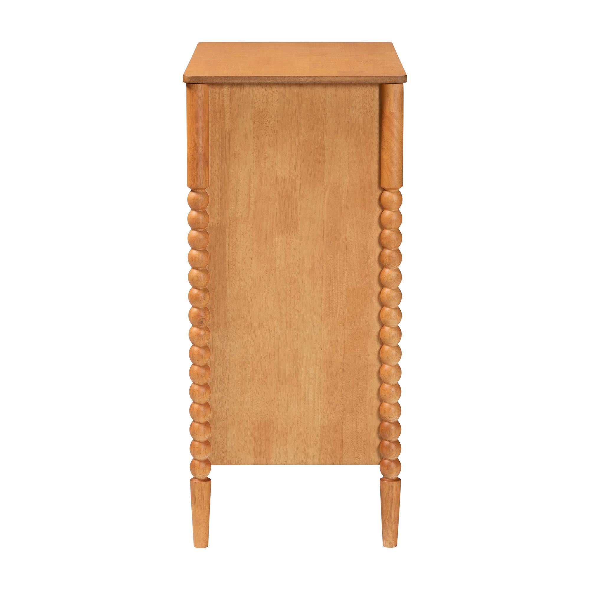 Lucera Mid-Century Bobbin Wood 4-Drawer Chest