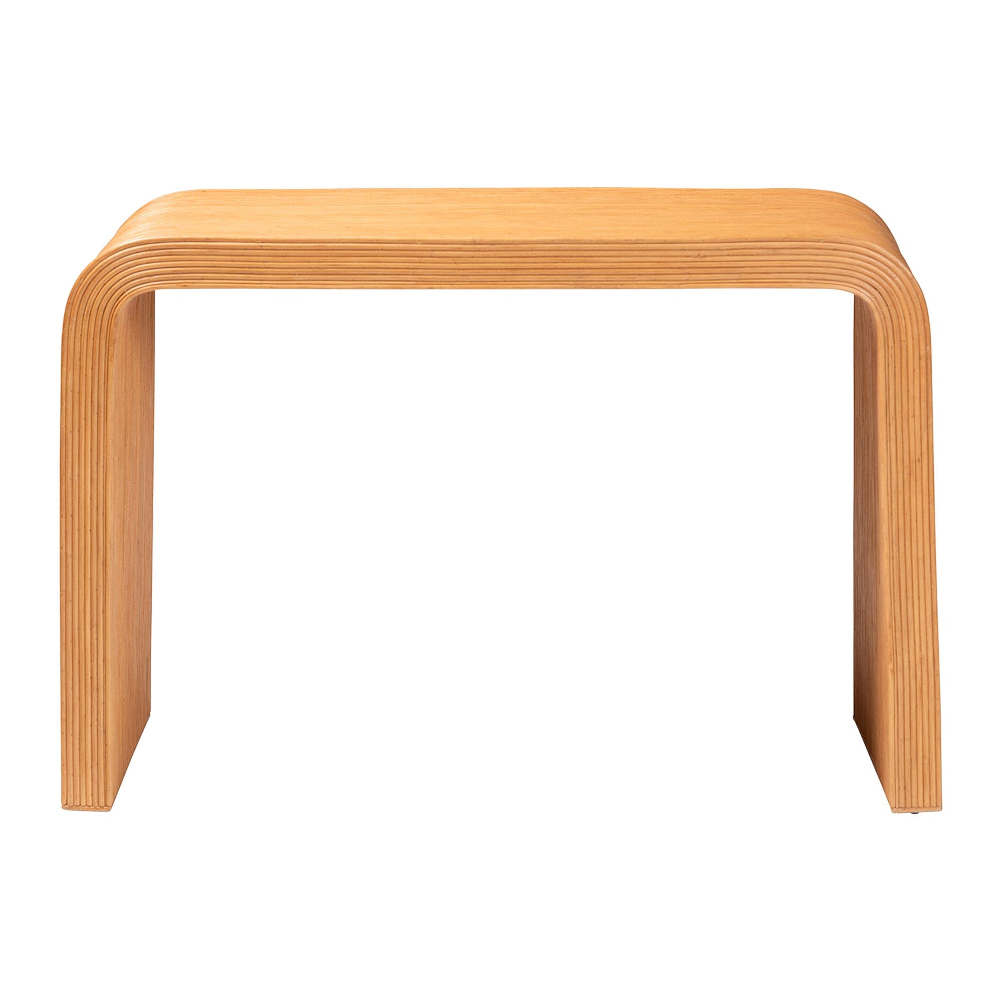 Bali & Pari Guevara Bohemian Light Honey Fluted Rattan Console Table