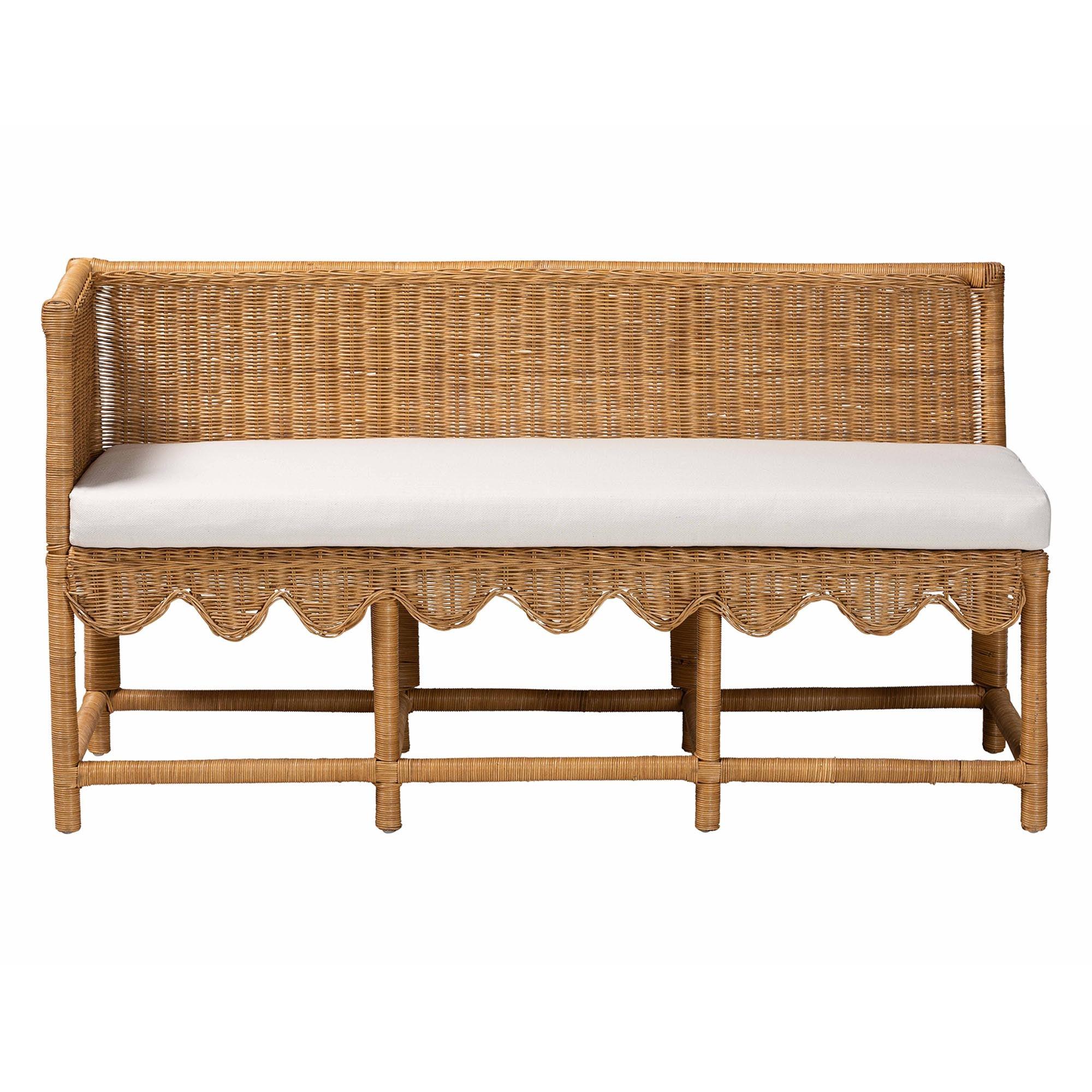 Bali & Pari Seranay Bohemian Scallop Light Honey Rattan 2-Piece Dining Nook Set