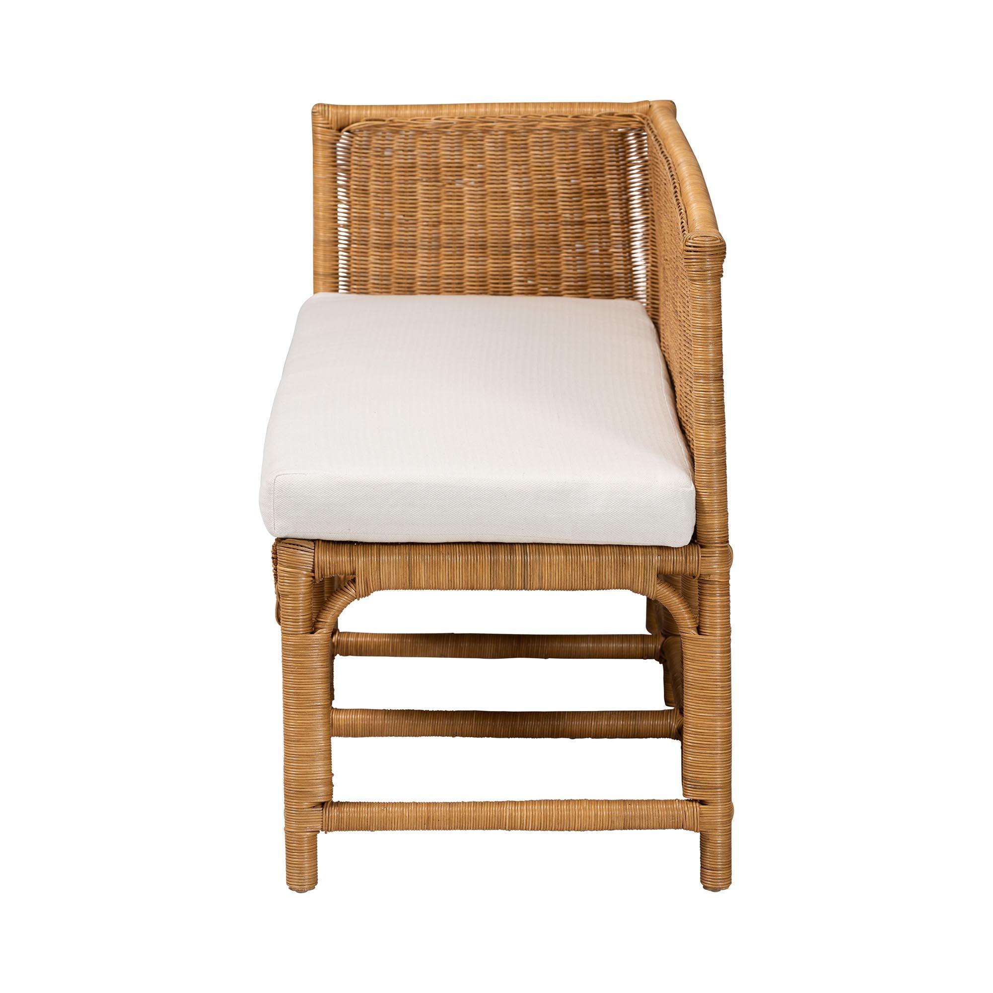 Bali & Pari Seranay Bohemian Scallop Light Honey Rattan 2-Piece Dining Nook Set