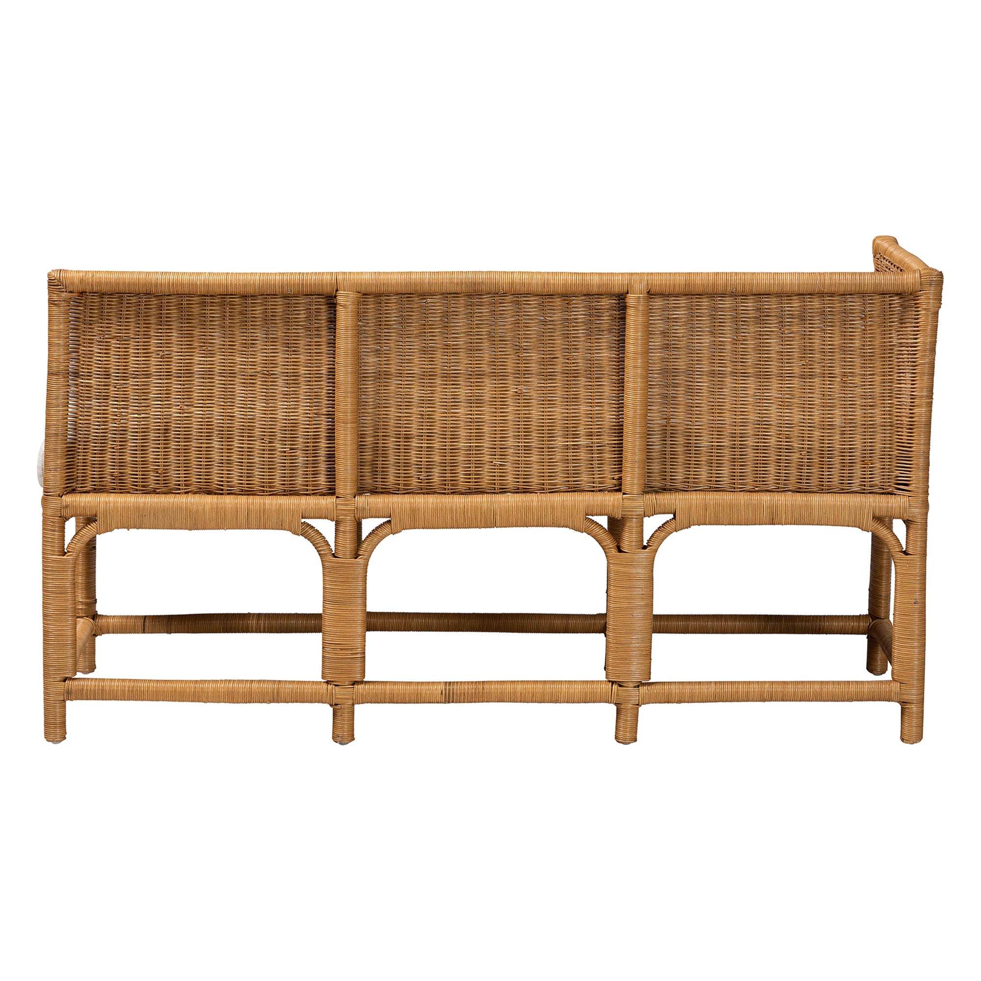Bali & Pari Seranay Bohemian Scallop Light Honey Rattan 2-Piece Dining Nook Set