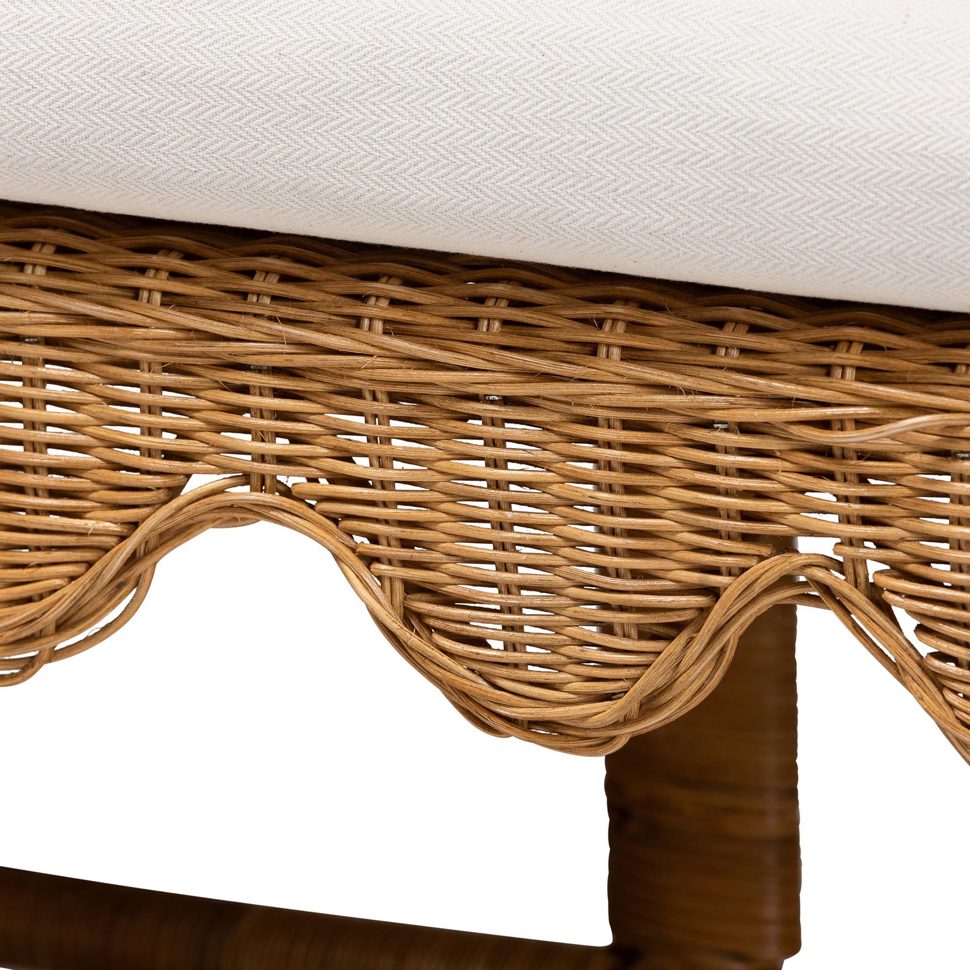 Bali & Pari Seranay Bohemian Scallop Light Honey Rattan 2-Piece Dining Nook Set