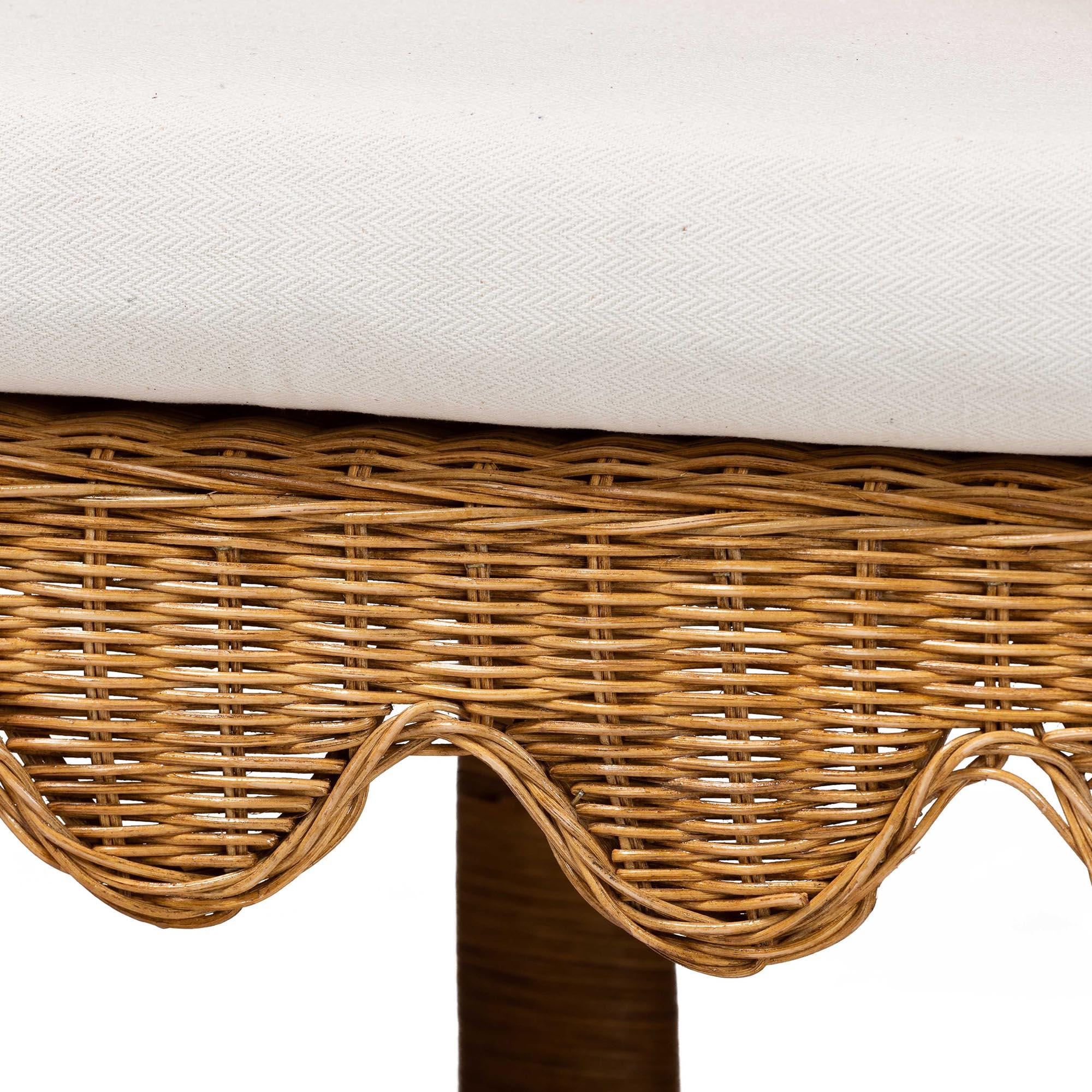 Bali & Pari Seranay Bohemian Scallop Light Honey Rattan Long Dining Bench