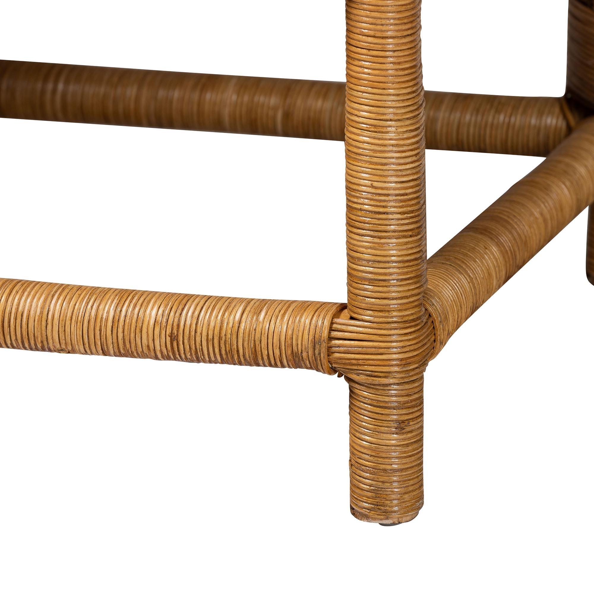 Bali & Pari Seranay Bohemian Scallop Light Honey Rattan Long Dining Bench