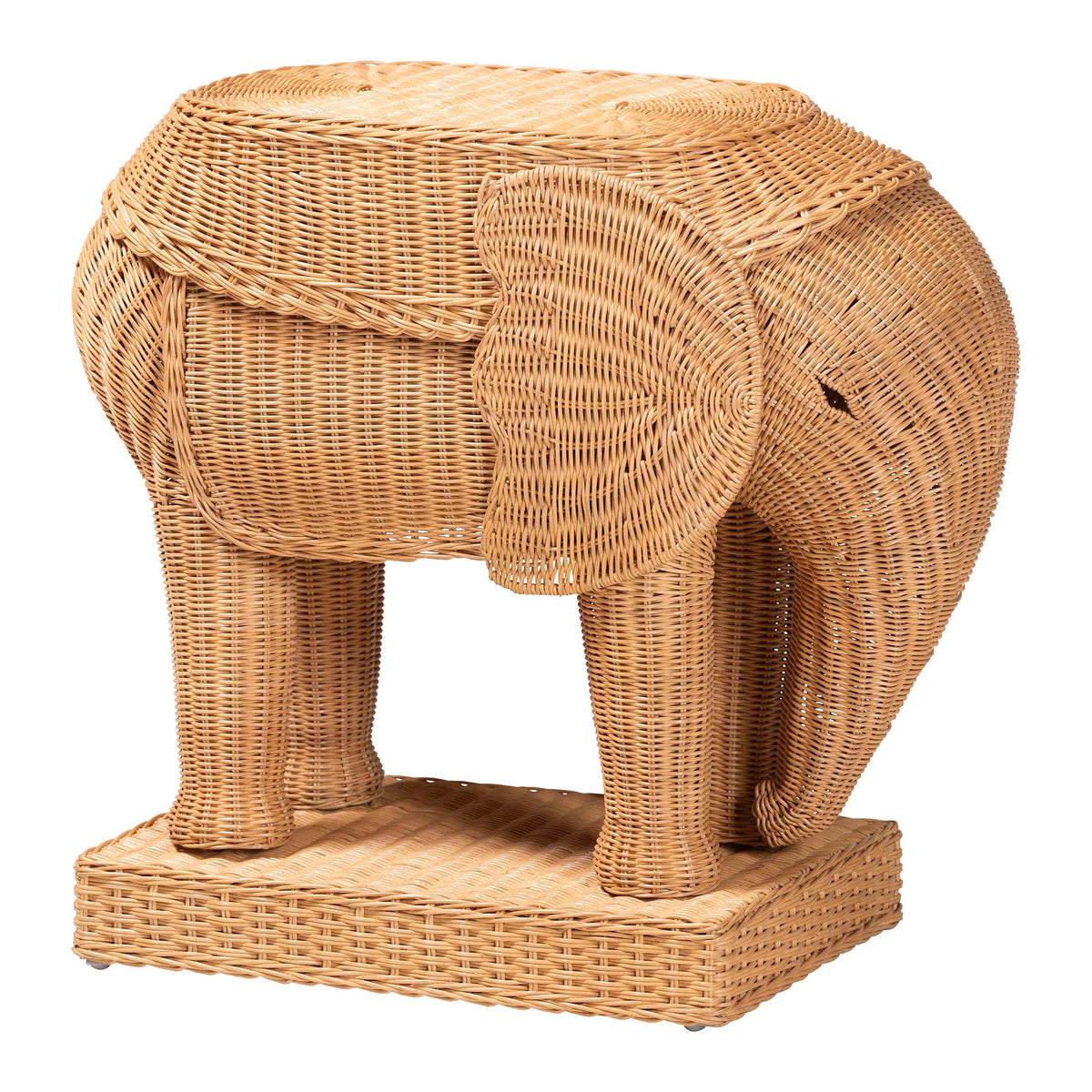 Bali & Pari Elissa Bohemian Light Honey Rattan Elephant End Table