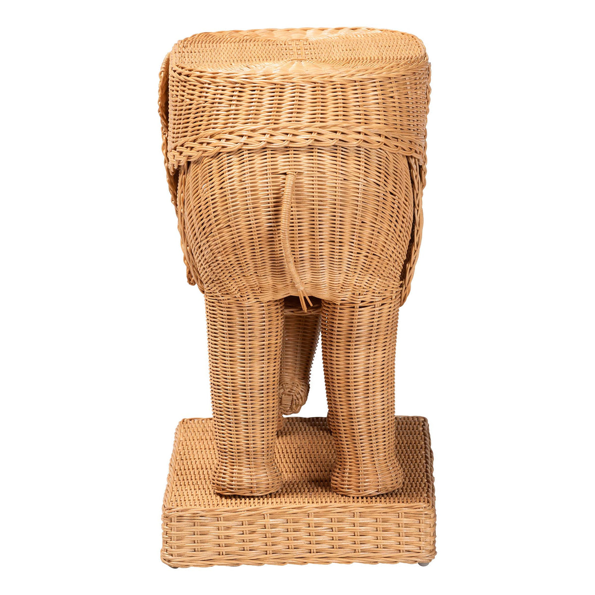 Bali & Pari Elissa Bohemian Light Honey Rattan Elephant End Table