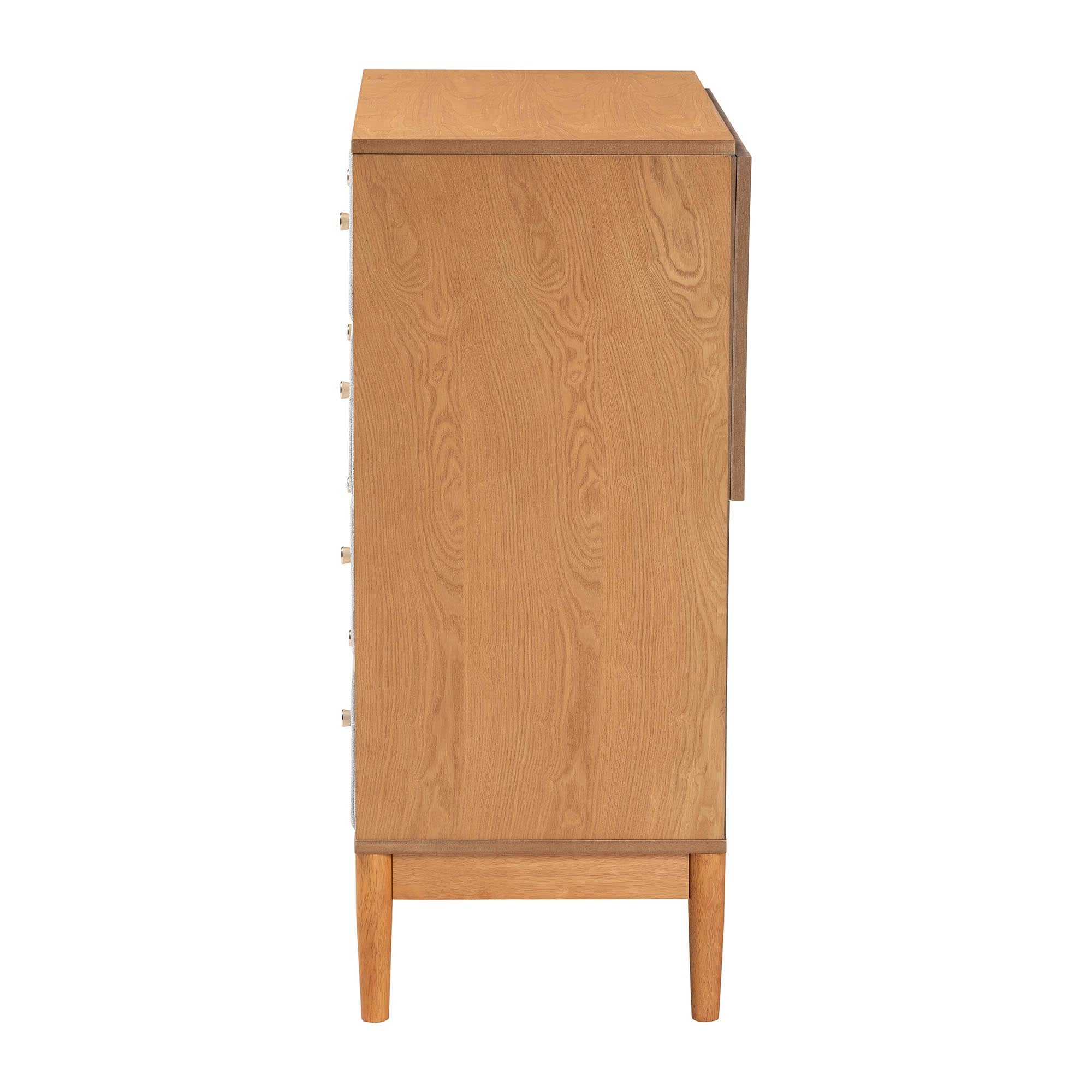 Taylin Mid-Century Corduroy and Wood 4-Drawer Chest