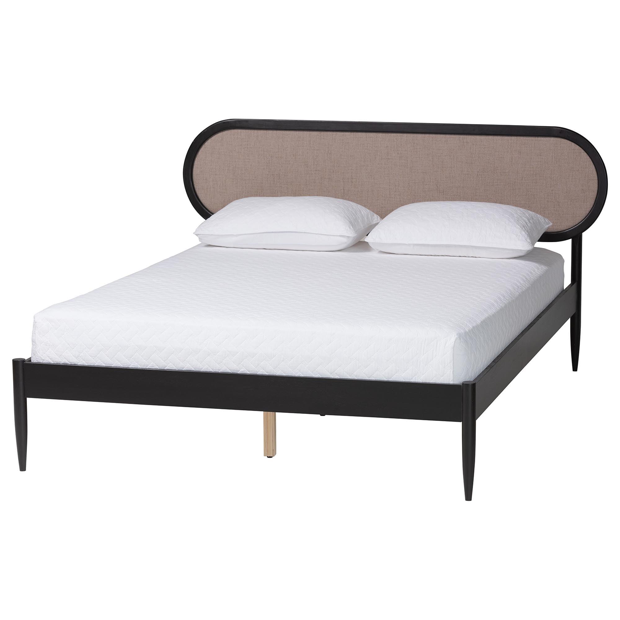 Shirin Mid-Century Fabric and Wood 4-Piece Bedroom Set