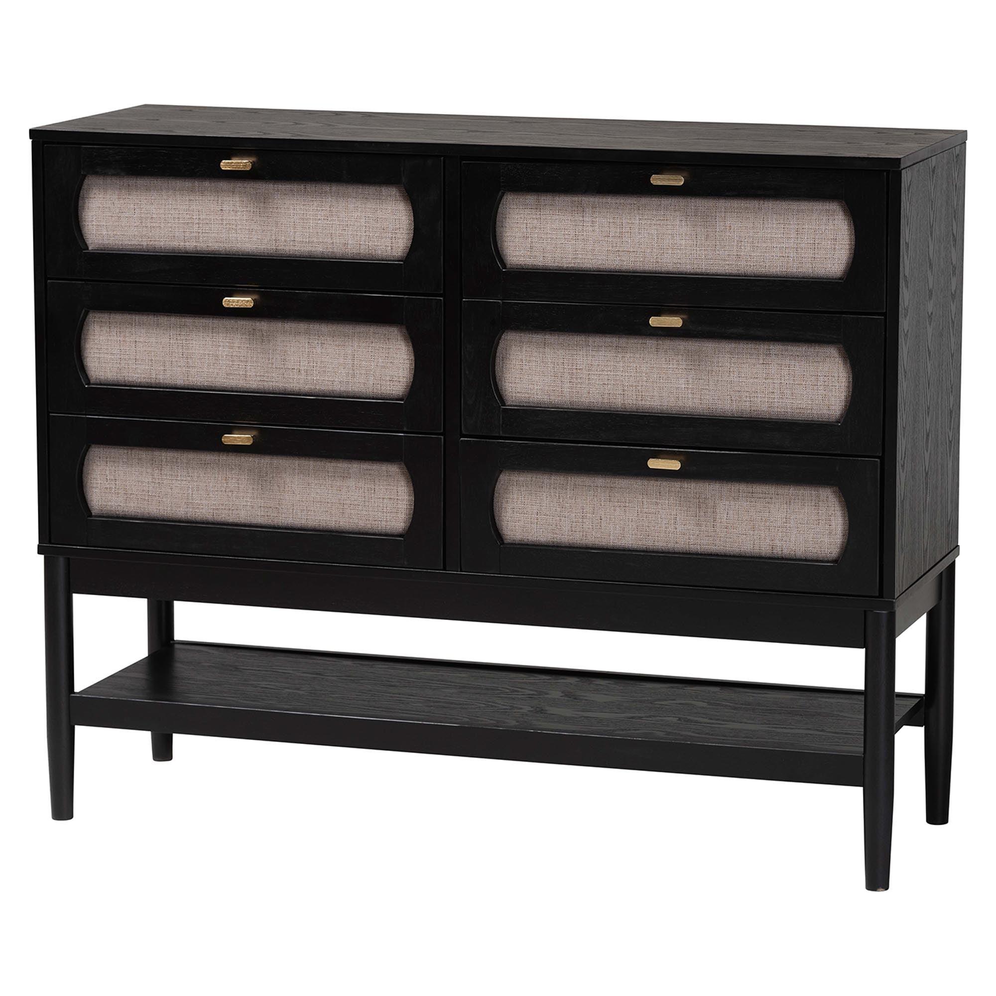 Shirin Mid-Century Fabric and Wood 4-Piece Bedroom Set