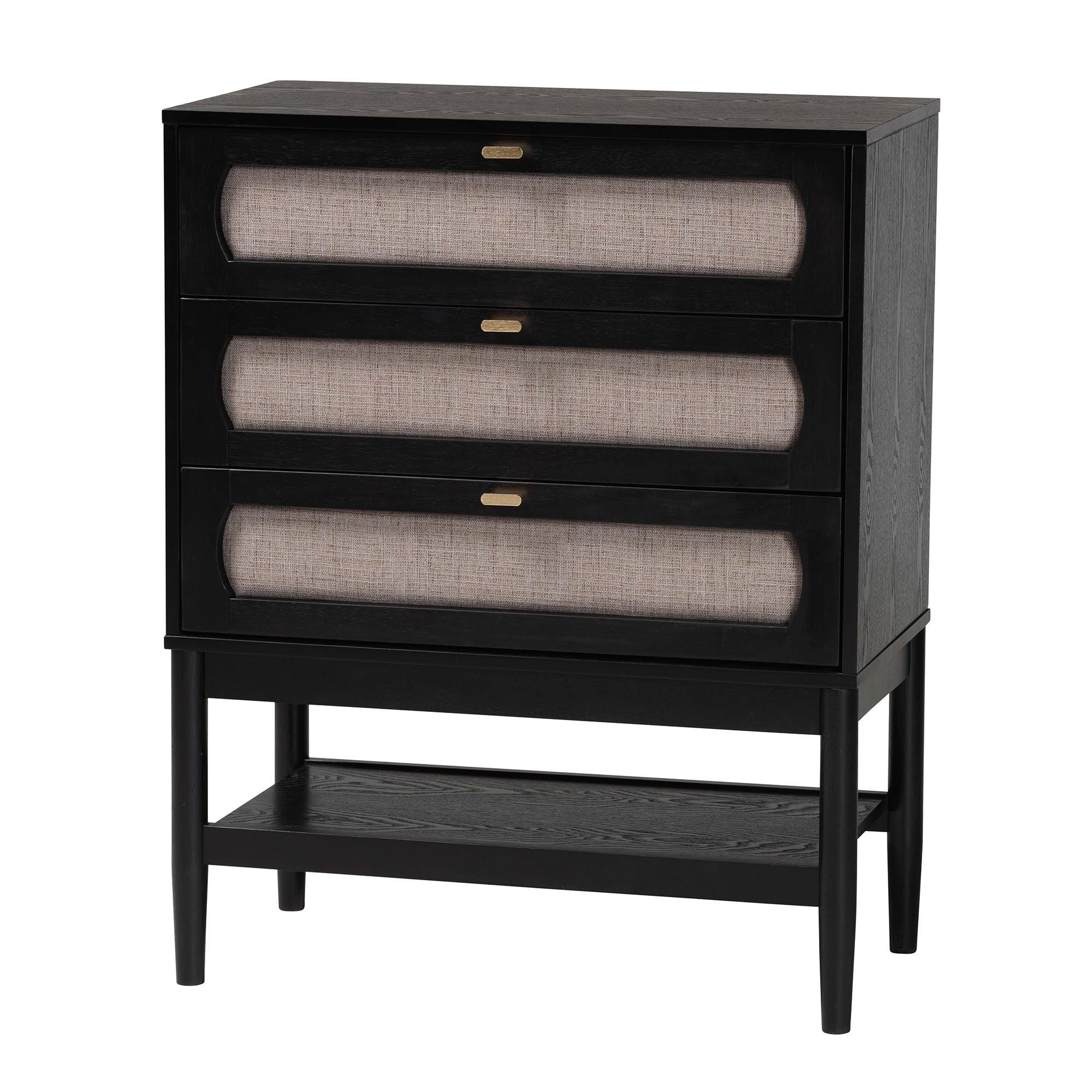 Shirin Mid-Century Fabric and Wood 4-Piece Bedroom Set