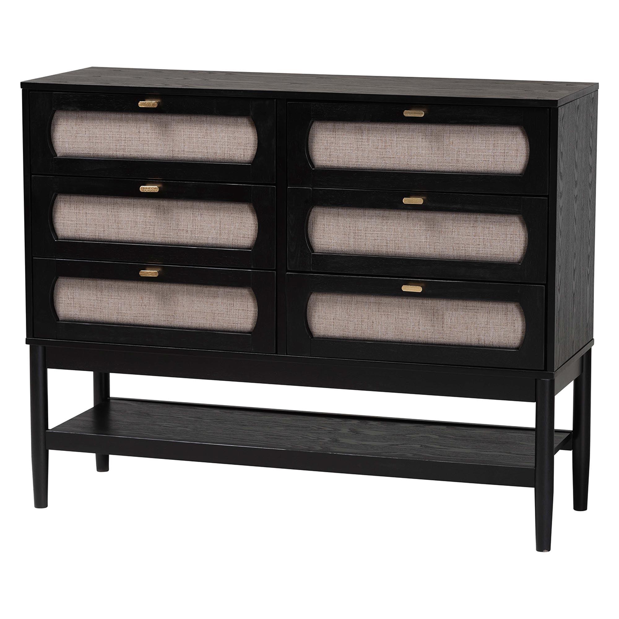 Shirin Mid-Century Fabric and Wood 4-Piece Bedroom Set