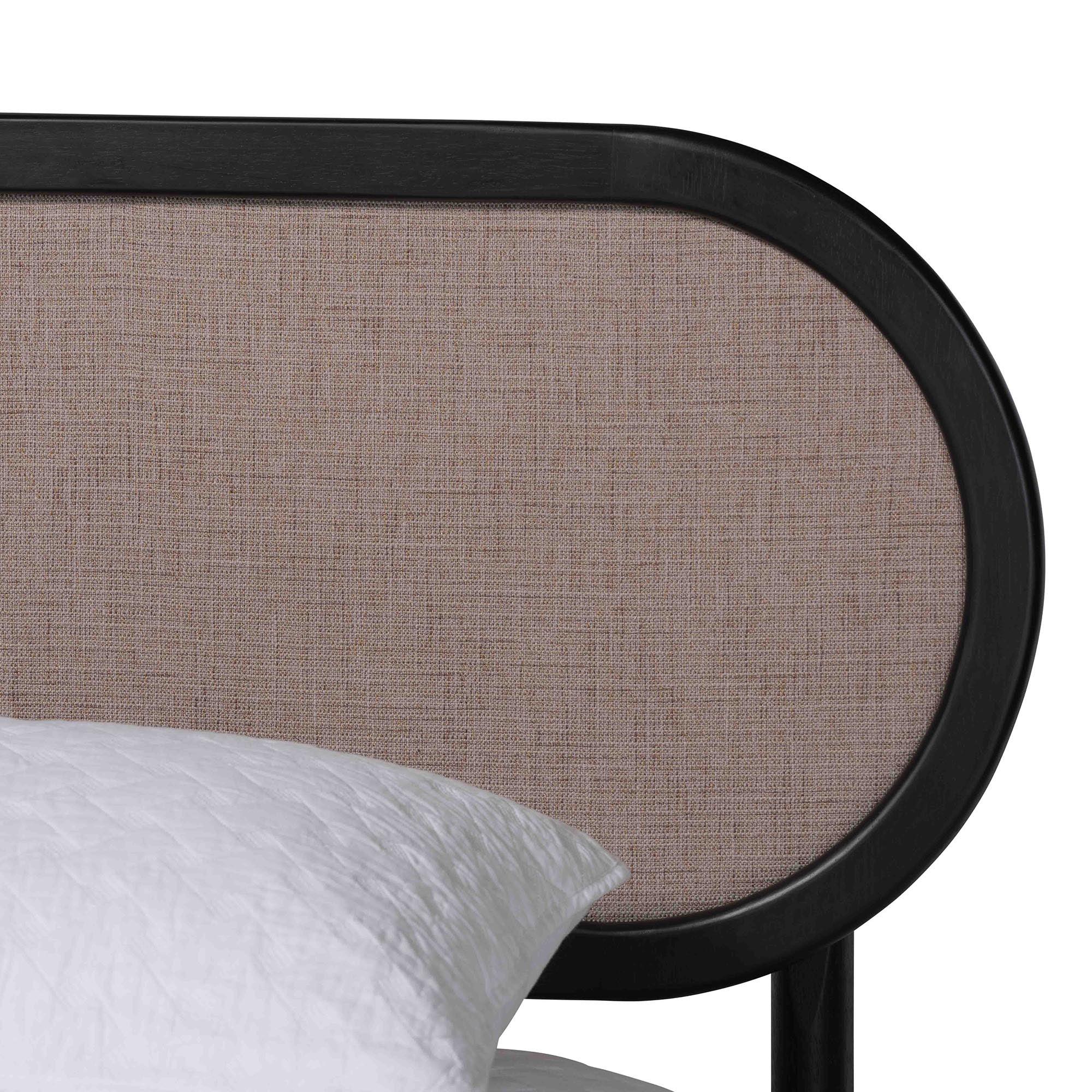 Shirin Mid-Century Fabric and Wood 4-Piece Bedroom Set