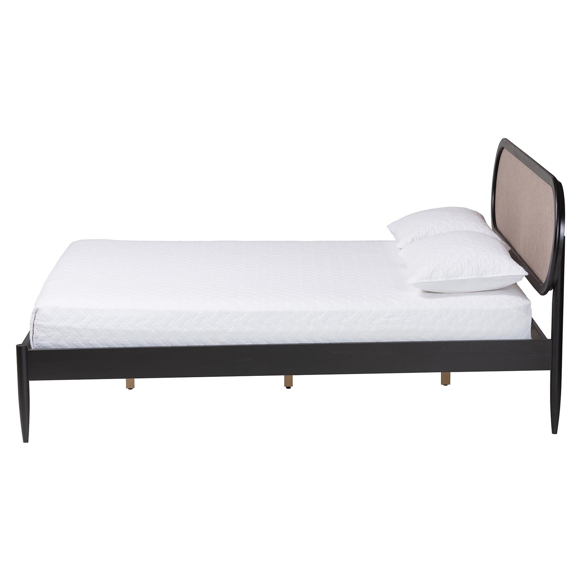 Shirin Mid-Century Fabric and Wood Platform Bed