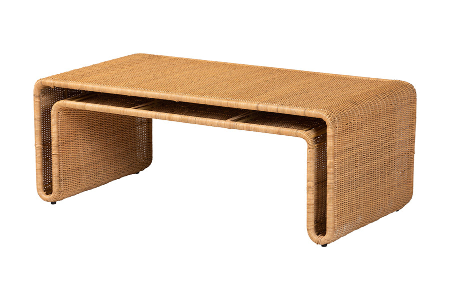 Bali & Pari Nevada Bohemian Light Honey Rattan Coffee Table