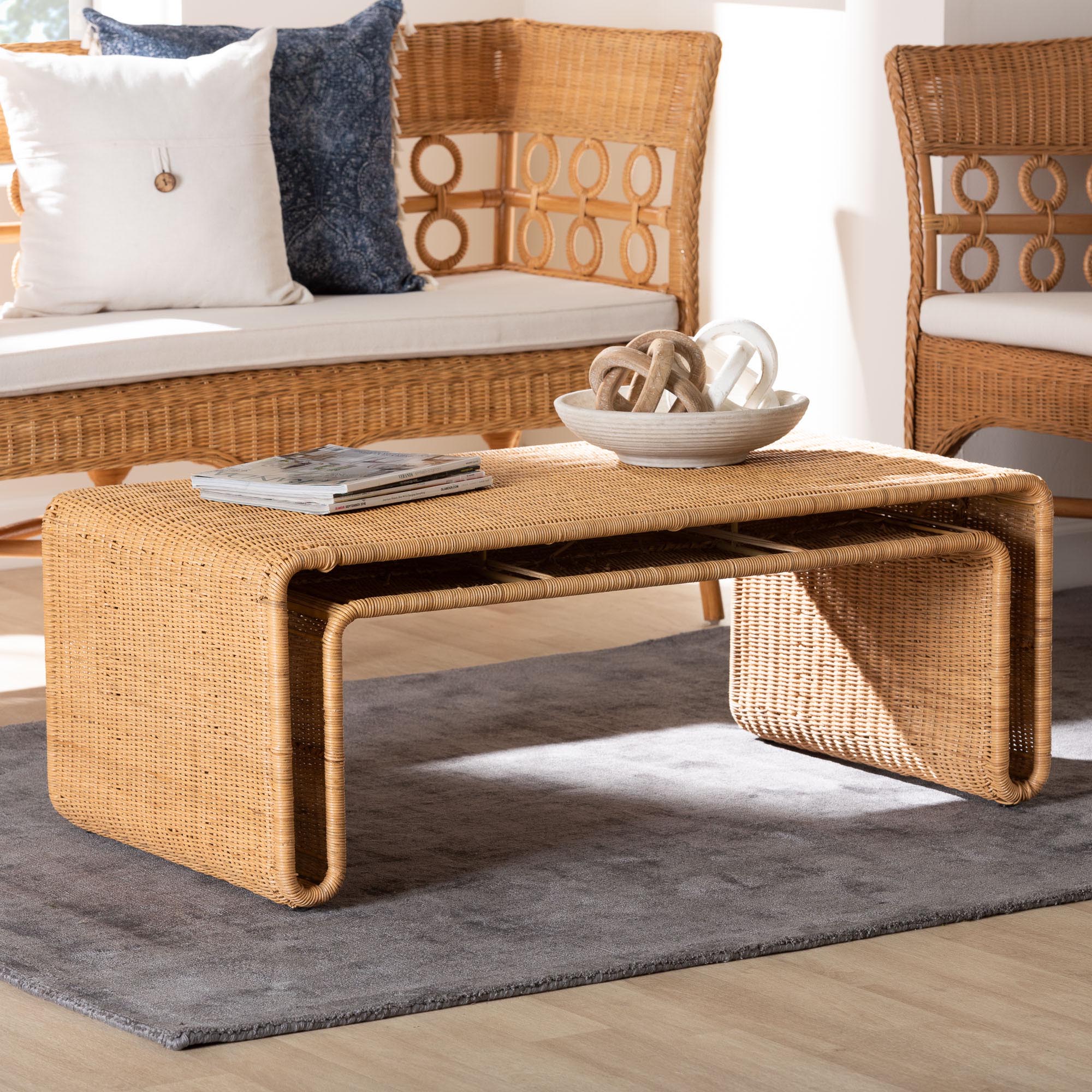 Bali & Pari Nevada Bohemian Light Honey Rattan Coffee Table
