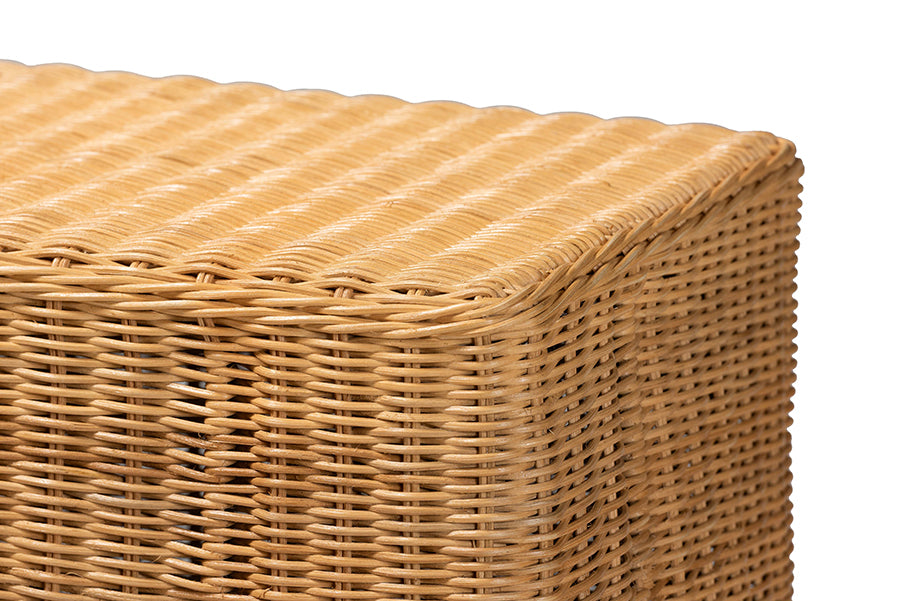 Bali & Pari Palm Scallop Rattan Console Table