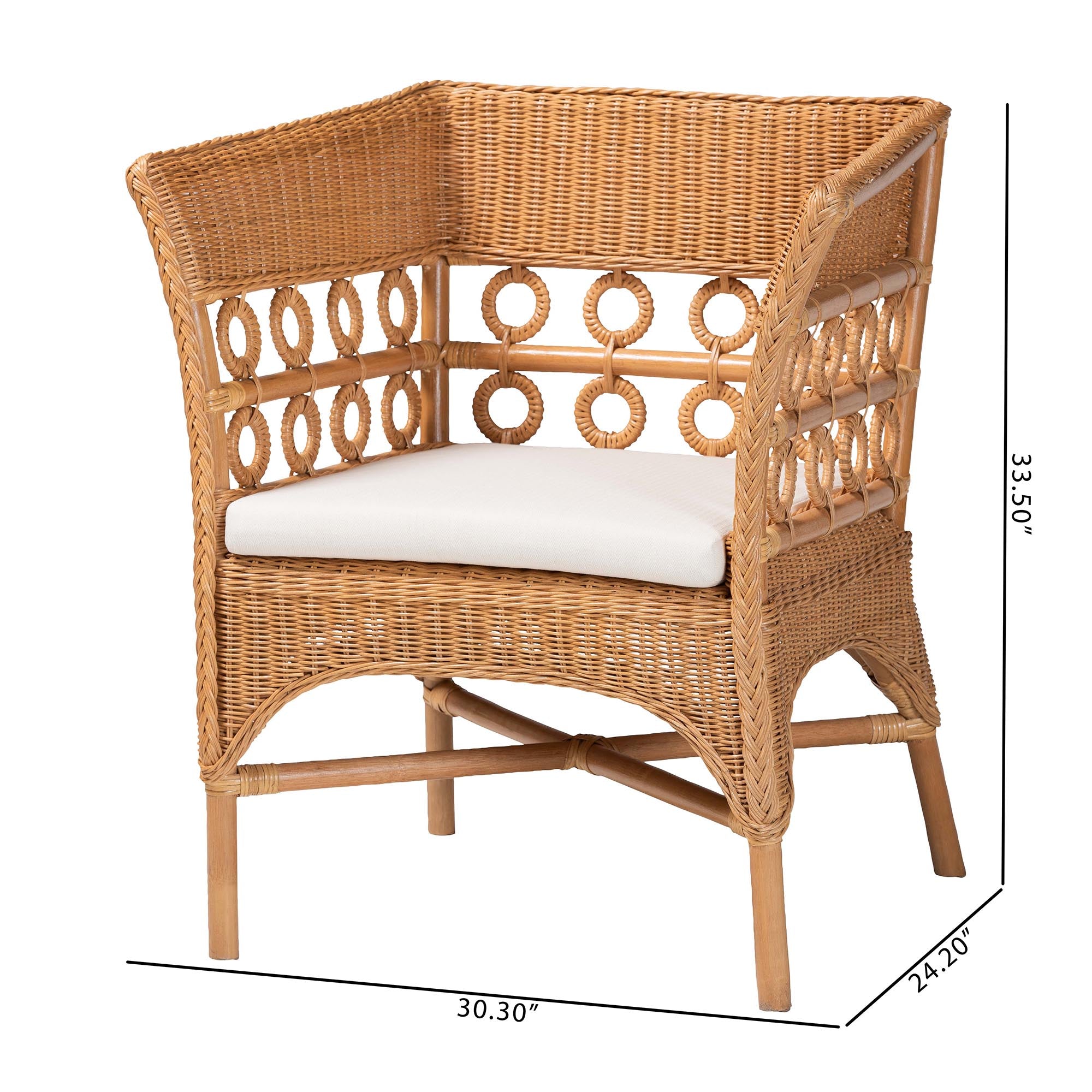 Bali & Pari Oxford Bohemian Light Honey Rattan Arm Chair