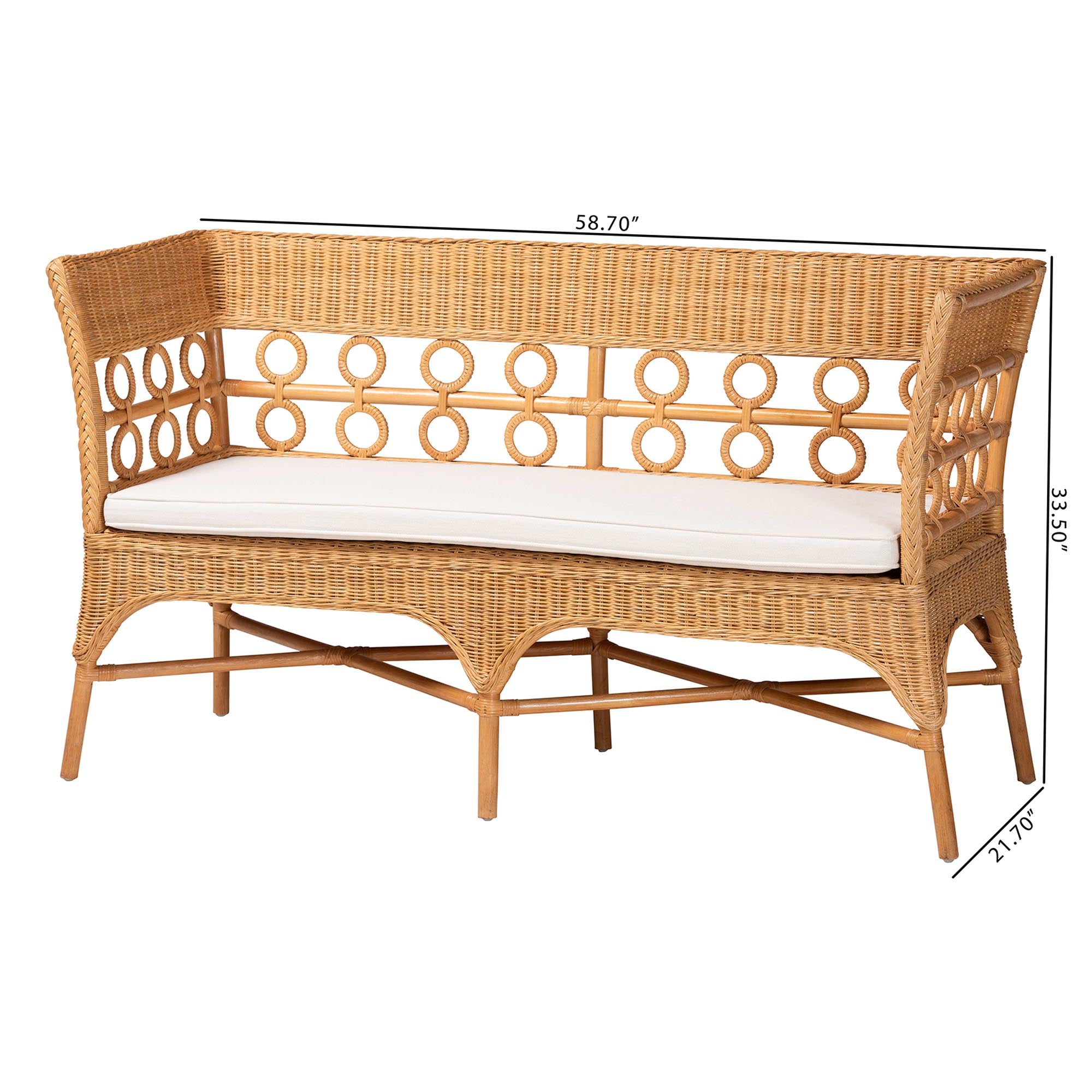 Bali & Pari Oxford Bohemian Light Honey Rattan Dining Bench