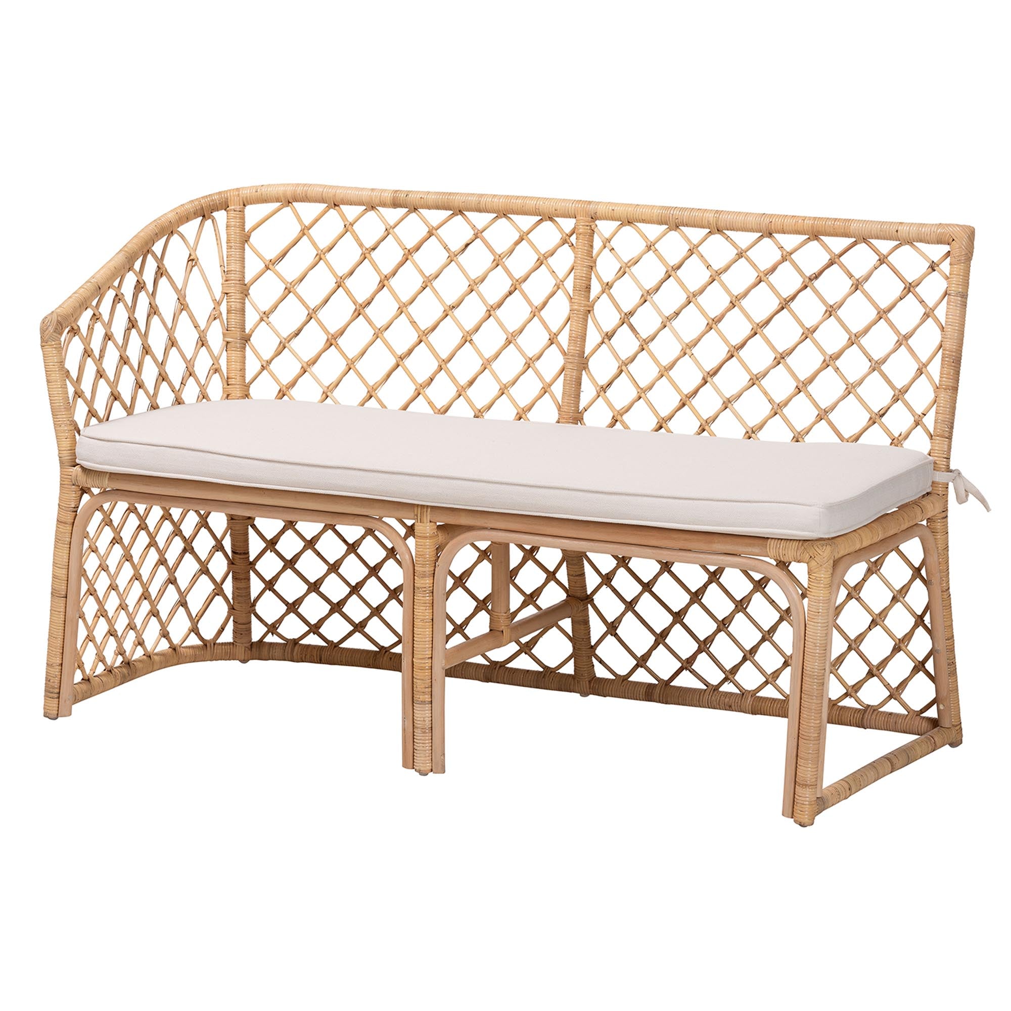 Bali & Pari Ellard Bohemian Light Honey Rattan 3-Piece Dining Nook Set