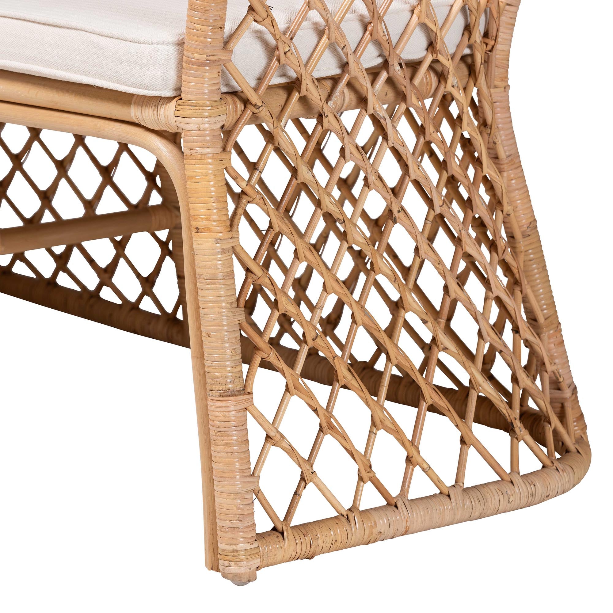Bali & Pari Ellard Bohemian Light Honey Rattan 3-Piece Dining Nook Set