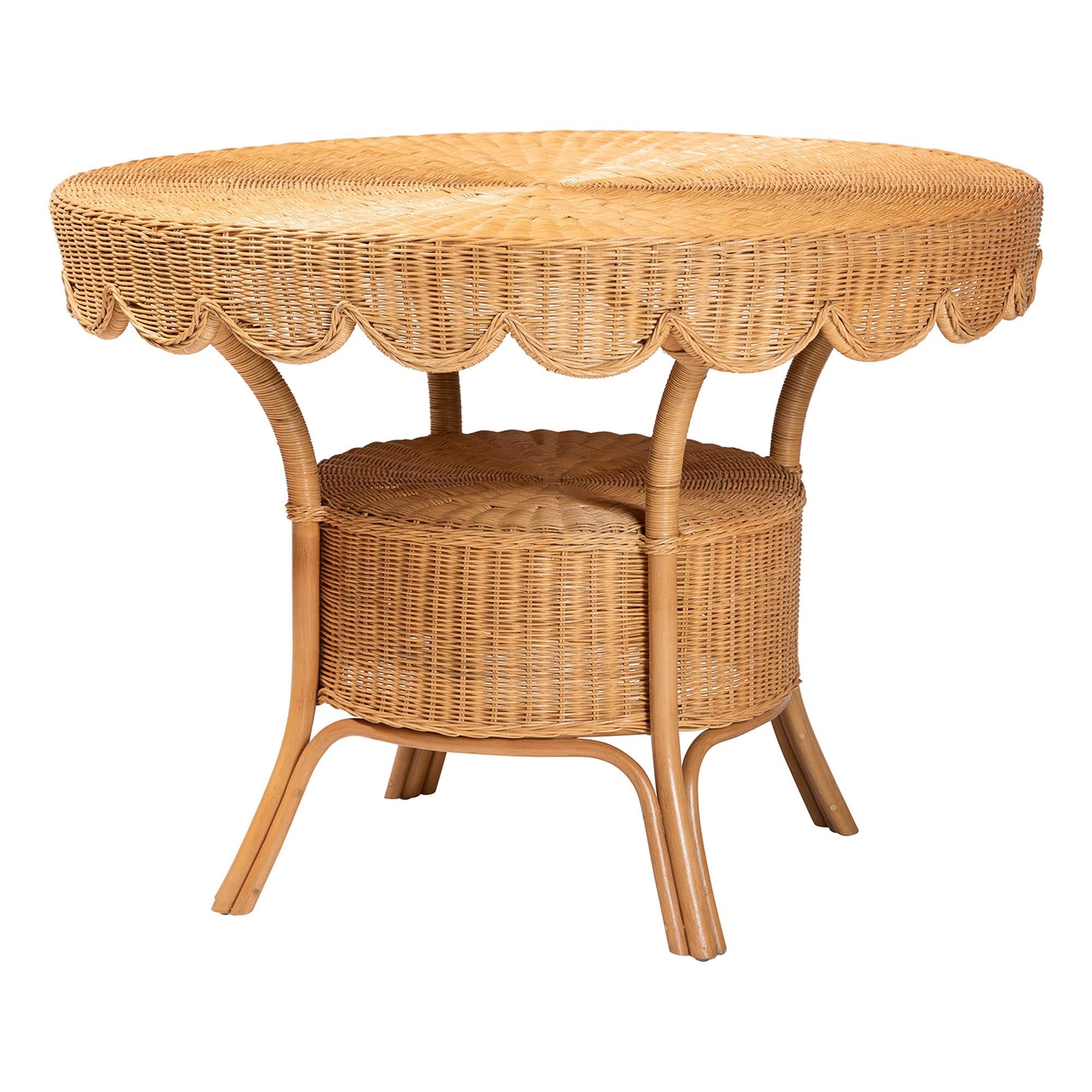 Bali & Pari Frayne Bohemian Light Honey Rattan 3-Piece Dining Nook Set