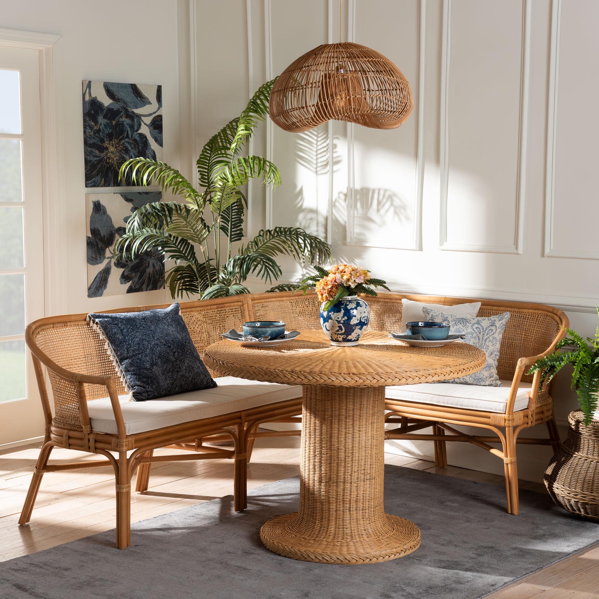 Bali & Pari Aara 3-Piece Rattan Dining Nook Set