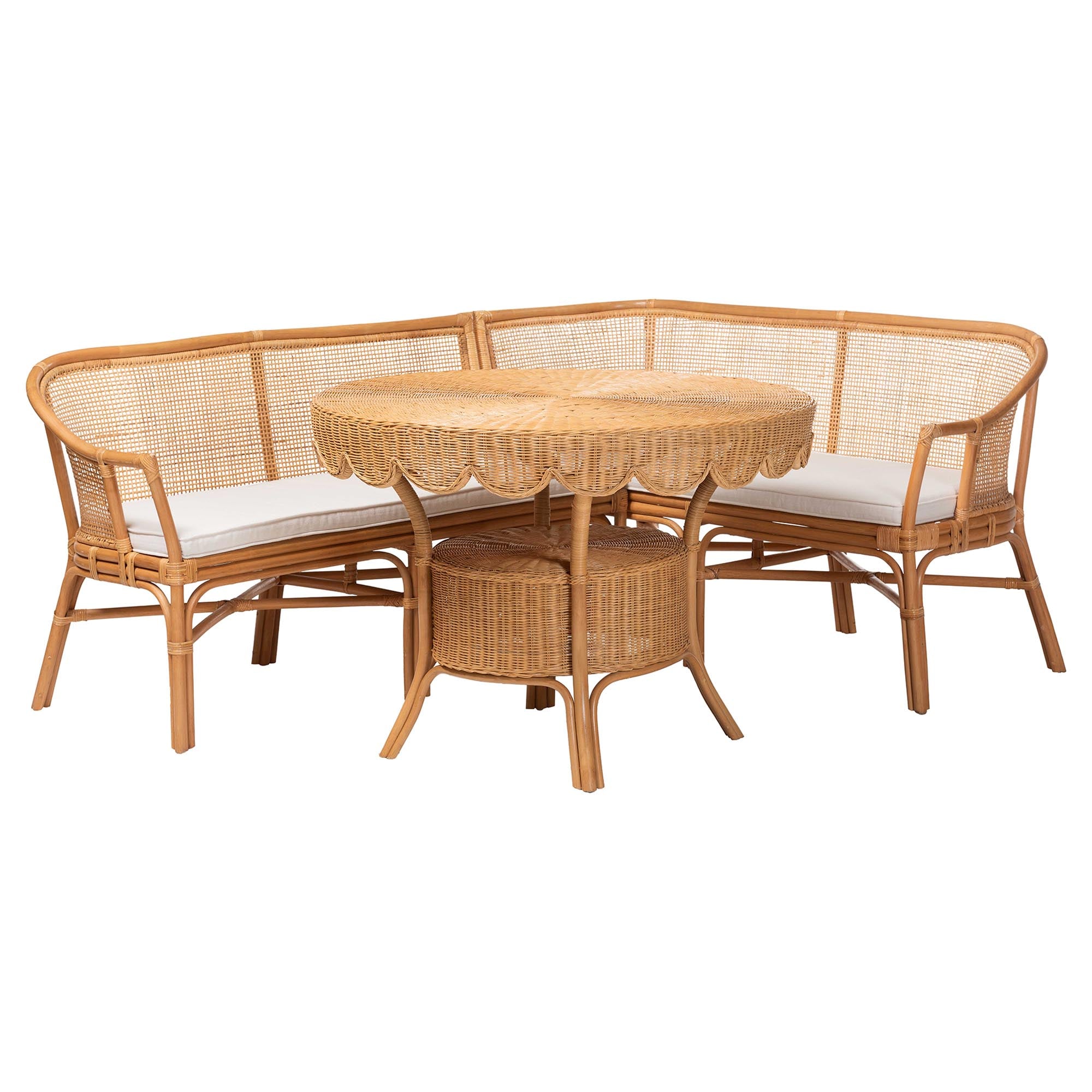Bali & Pari Ceona 3-Piece Rattan Dining Nook Set
