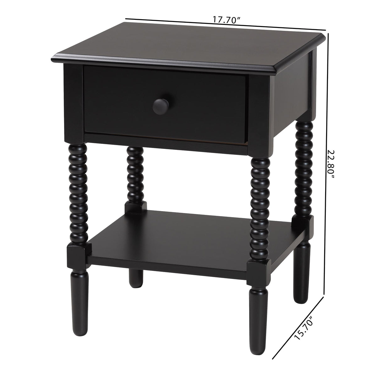 Braith Farmhouse Spindle Wood 1-Drawer Nightstand